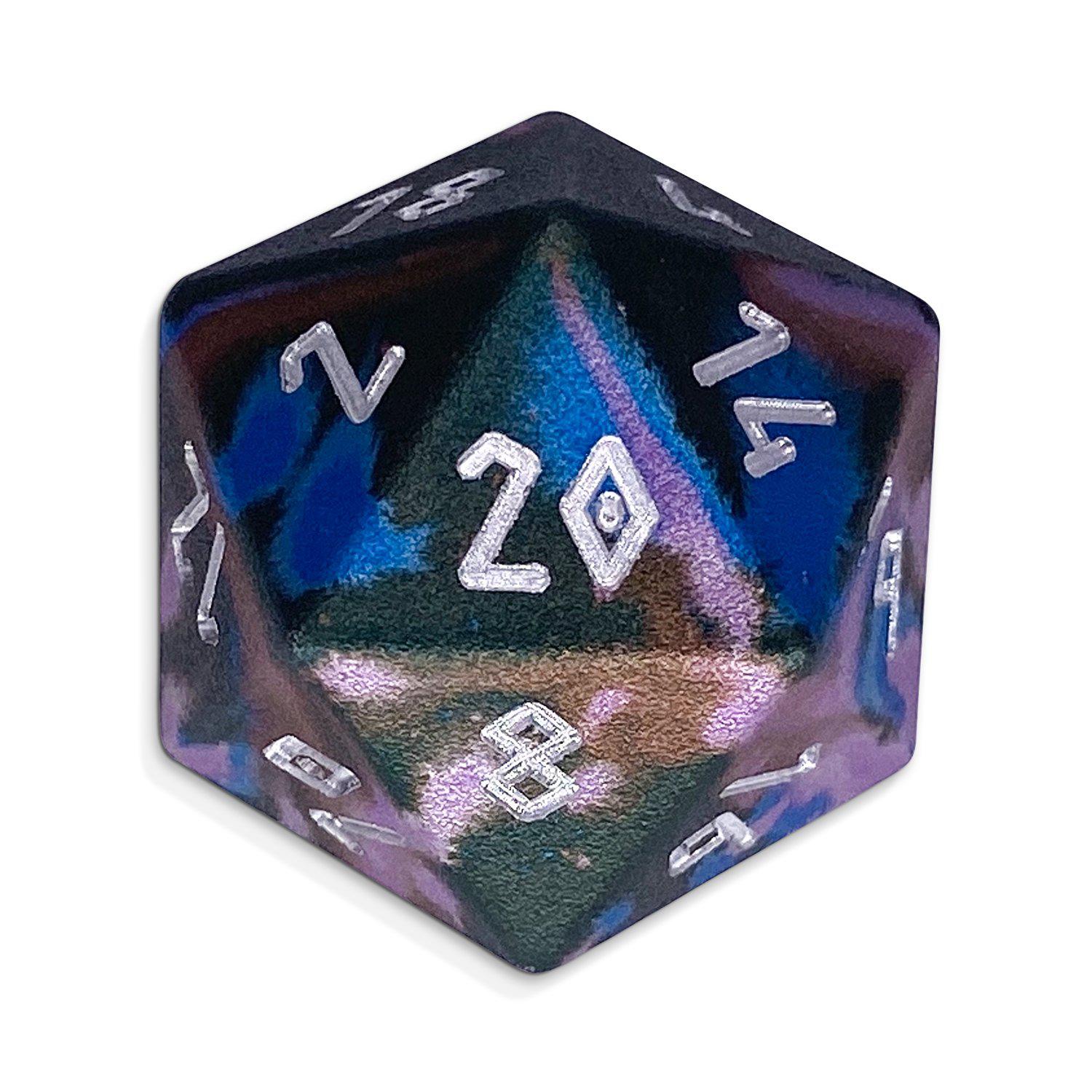 Single Wondrous Dice® D20 in Enchanted Forest by 6063 Aircraft Grade Aluminum-Dice-Norse Foundry-Norse Foundry-aluminum dice-dungeons & dragons-d&d-rpg dice-aluminum d&d-lightweight-perfect for tabletop rpgs