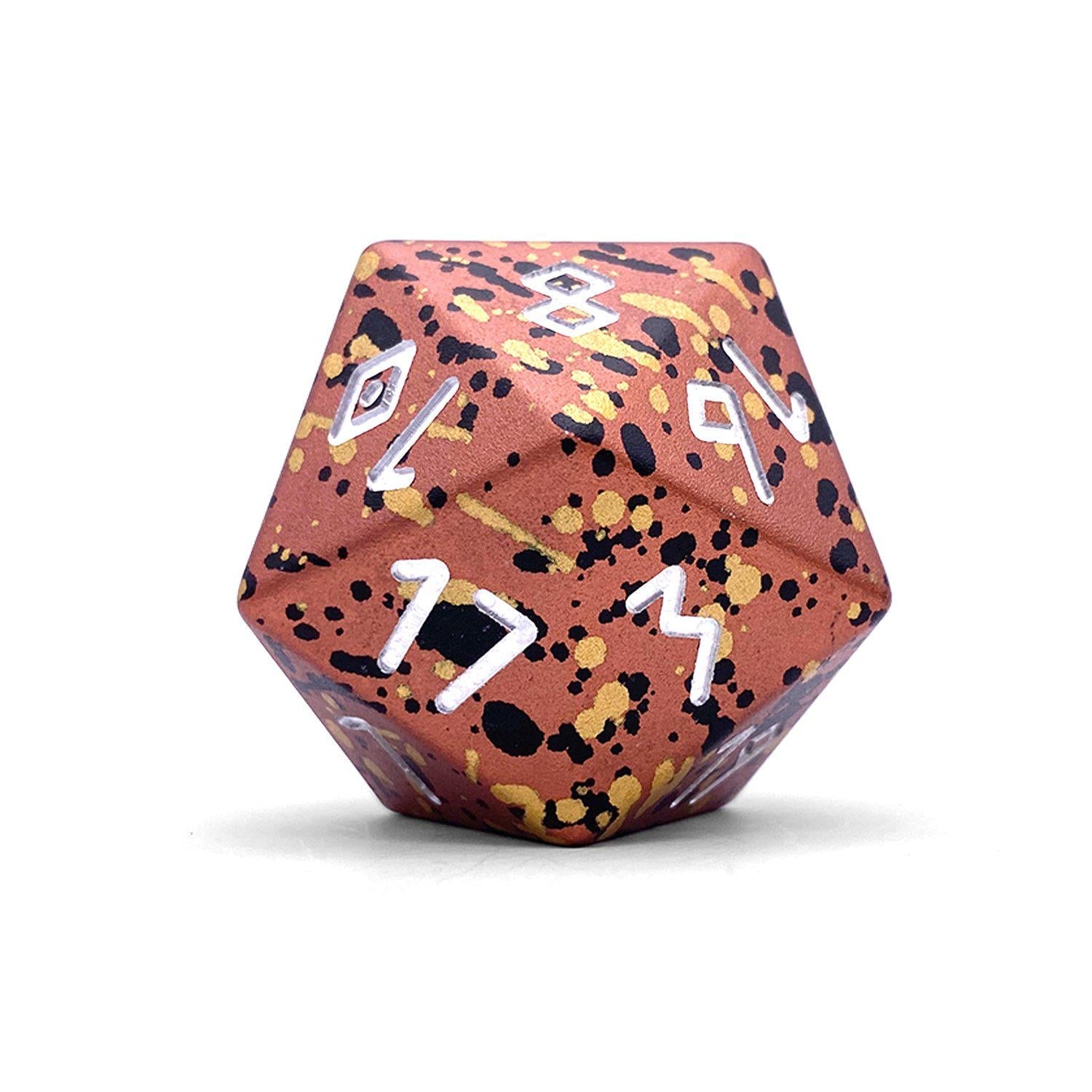 Single Wondrous Dice® D20 in Fire Elemental by 6063 Aircraft Grade Aluminum-Dice-Norse Foundry-Norse Foundry-aluminum dice-dungeons & dragons-d&d-rpg dice-aluminum d&d-lightweight-perfect for tabletop rpgs