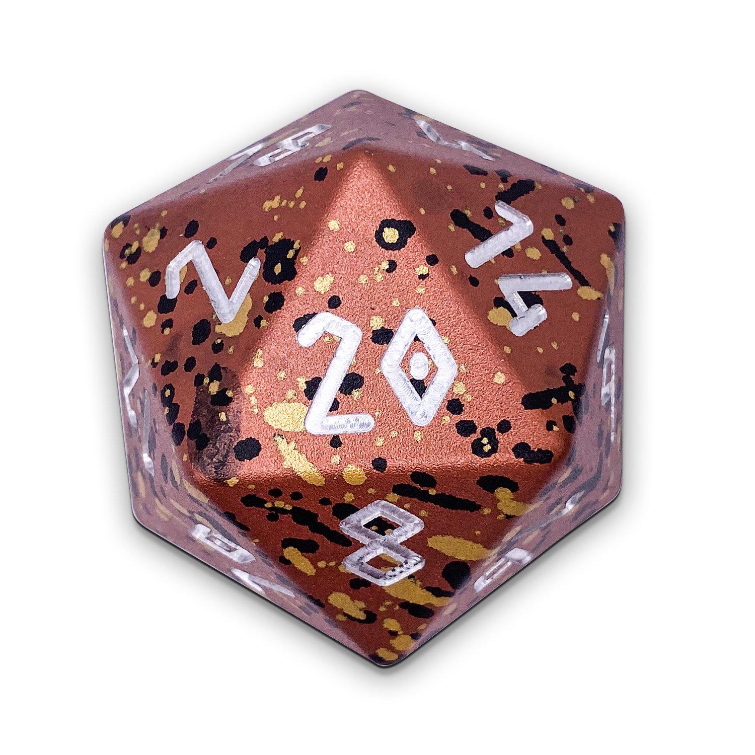 Single Wondrous Dice® D20 in Fire Elemental by 6063 Aircraft Grade Aluminum-Dice-Norse Foundry-Norse Foundry-aluminum dice-dungeons & dragons-d&d-rpg dice-aluminum d&d-lightweight-perfect for tabletop rpgs