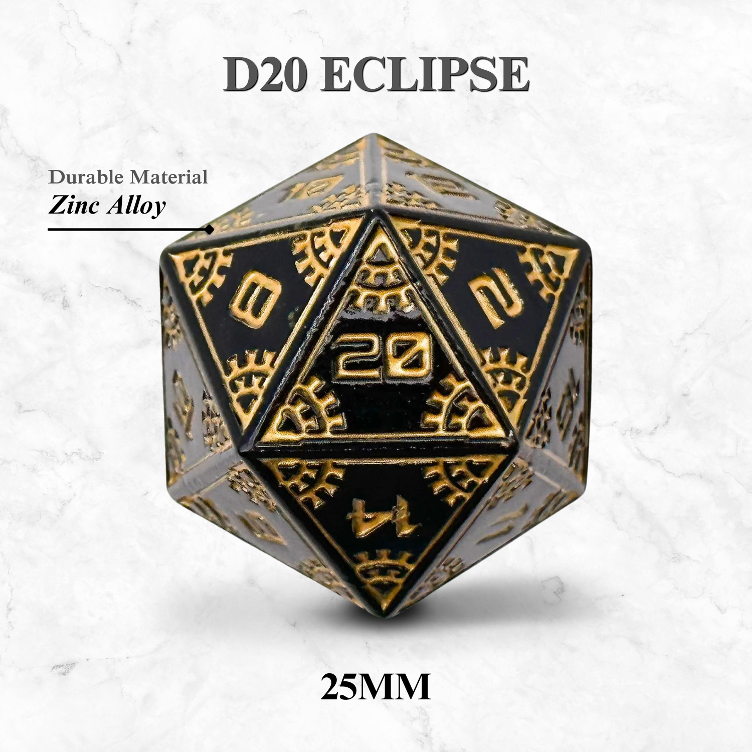 Space Dice Meteor Runestones™ - 25mm D20 - Eclipse-Zinc Alloy Dice-Norse Foundry-Norse Foundry-dungeons & dragons-d&d dice-rpg dice-d20-metal dice-d&d-25mm-perfect for tabletop rpgs