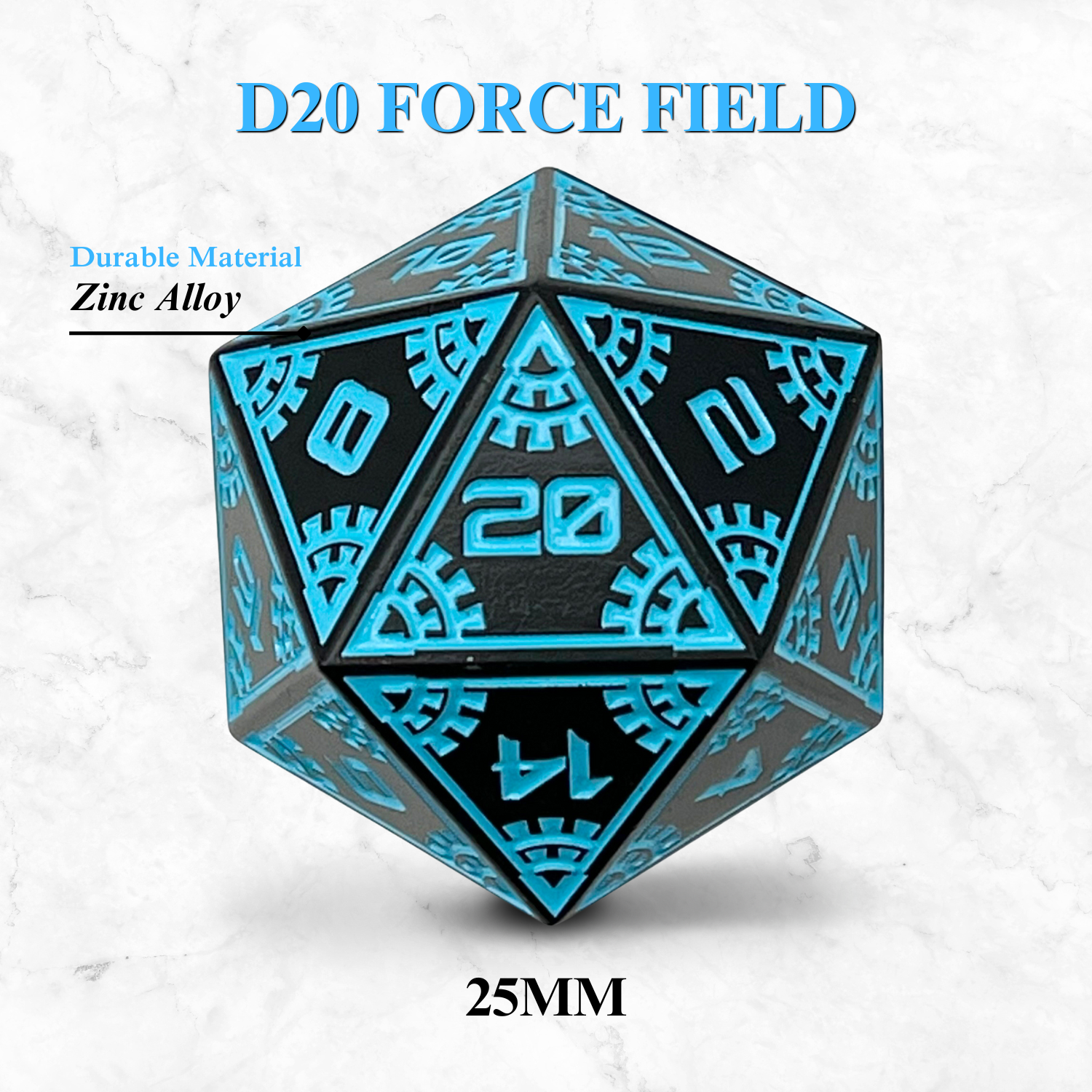 Space Dice Meteor Runestones™ - 25mm D20 - Force Field-Dice-Norse Foundry-Norse Foundry-dungeons & dragons-d&d dice-rpg dice-d20-metal dice-d&d-25mm-perfect for tabletop rpgs