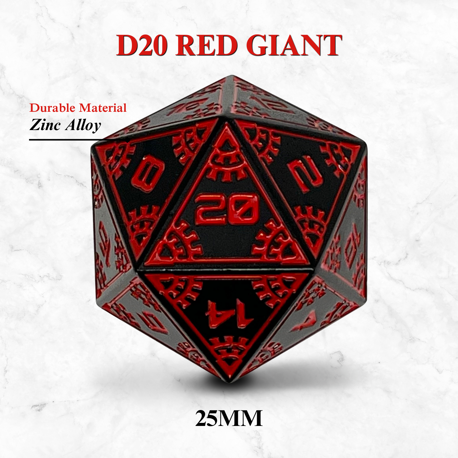 Space Dice Meteor Runestones™ - 25mm D20 - Red Giant-Zinc Alloy Dice-Norse Foundry-Norse Foundry-dungeons & dragons-d&d dice-rpg dice-d20-metal dice-d&d-25mm-perfect for tabletop rpgs