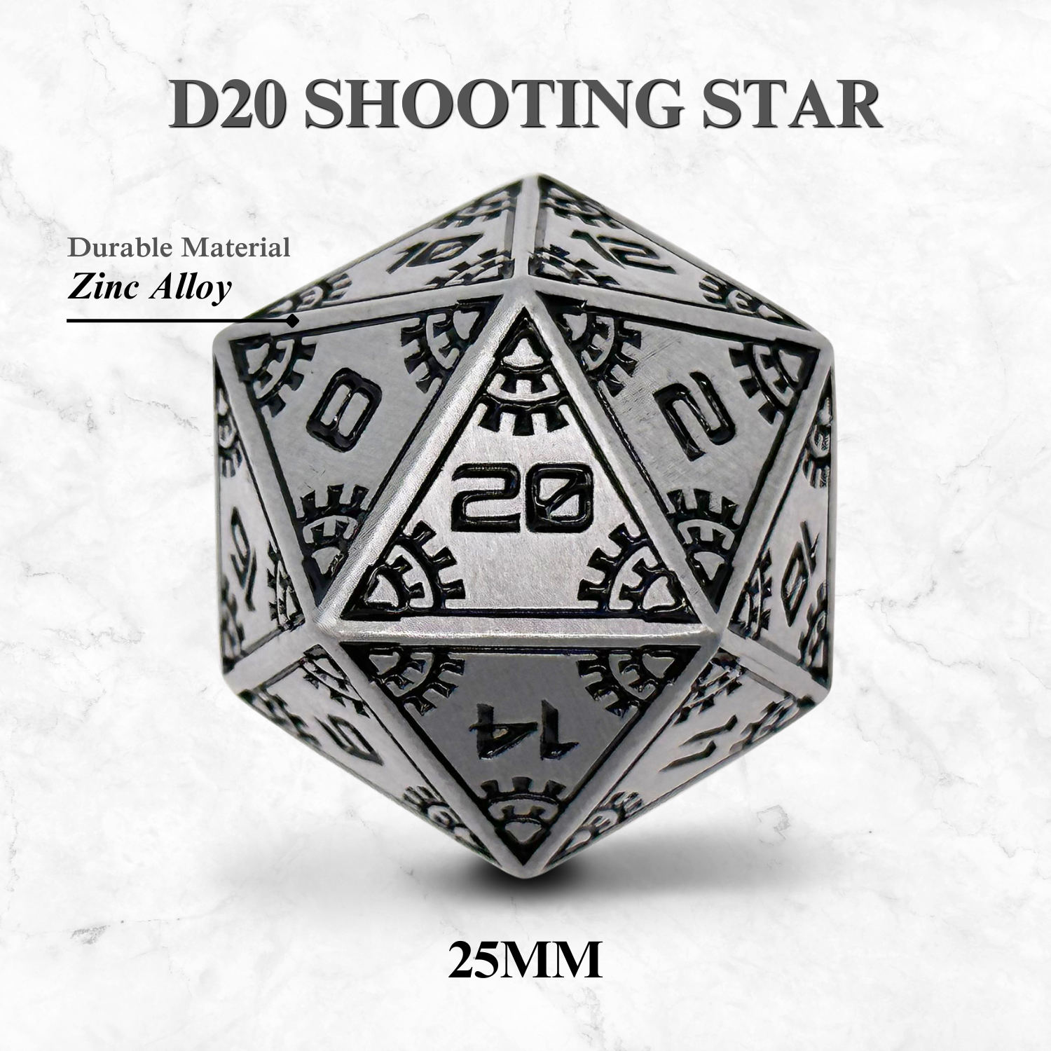 Space Dice Meteor Runestones™ - 25mm D20 - Shooting Star-Dice-Norse Foundry-Norse Foundry-dungeons & dragons-d&d dice-rpg dice-d20-metal dice-d&d-25mm-perfect for tabletop rpgs