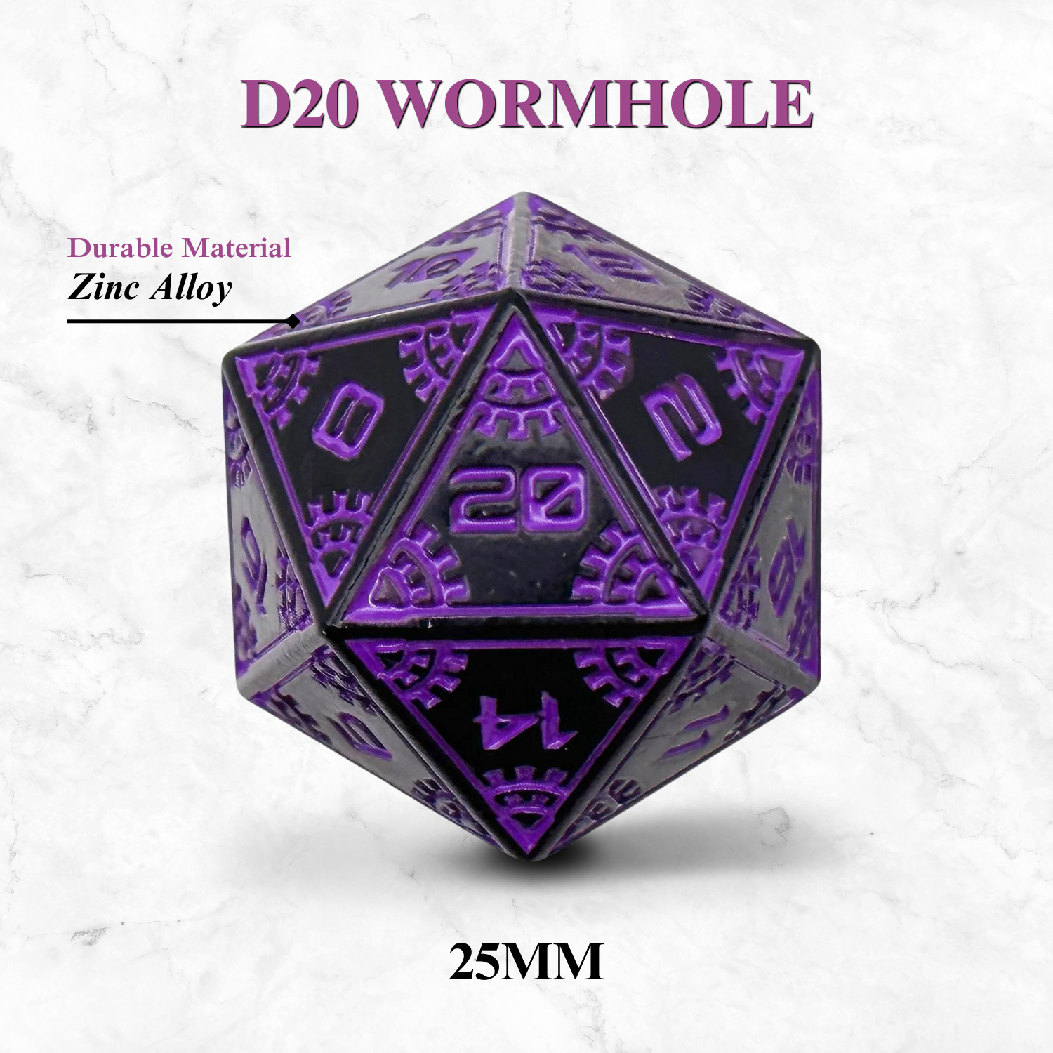 Space Dice Meteor Runestones™ - 25mm D20 - Wormhole-Zinc Alloy Dice-Norse Foundry-Norse Foundry-dungeons & dragons-d&d dice-rpg dice-d20-metal dice-d&d-25mm-perfect for tabletop rpgs