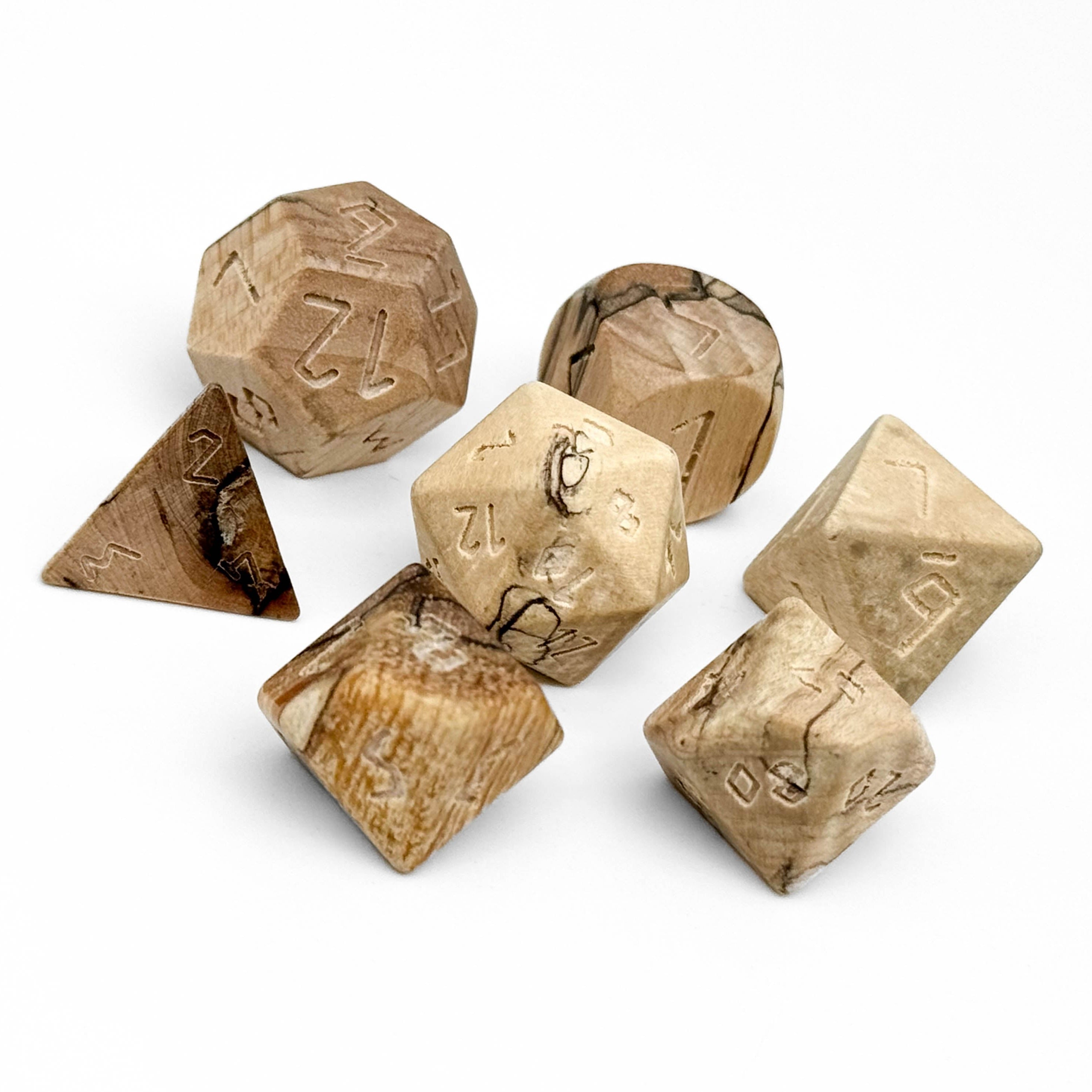 Spalted Tamarind Wood - 7 Piece RPG Wooden Dice Set-Wooden Dice-Norse Foundry-Norse Foundry-wood dice set-dungeons & dragons-d&d dice set-rpg dice set-wood dice set-d&d-perfect for tabletop rpgs