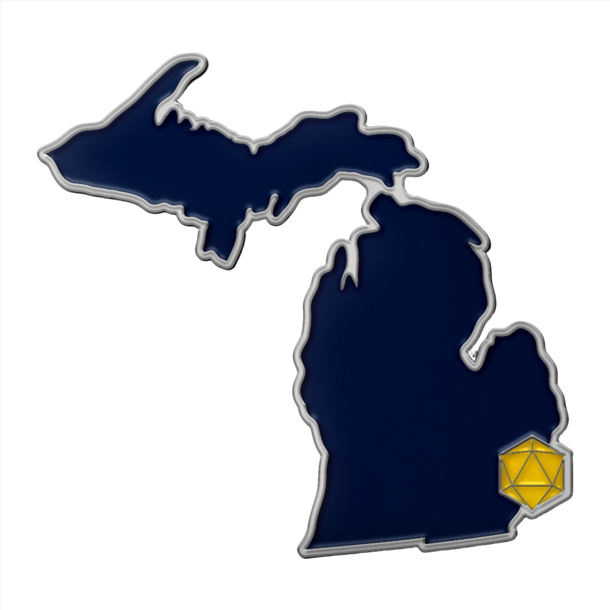 State Pin D20 - Michigan-Enamel Pin-Norse Foundry-D&D Enamel Pin-D&D Pin-Dungeons and Dragons Enamel Pin-DnD Accessories