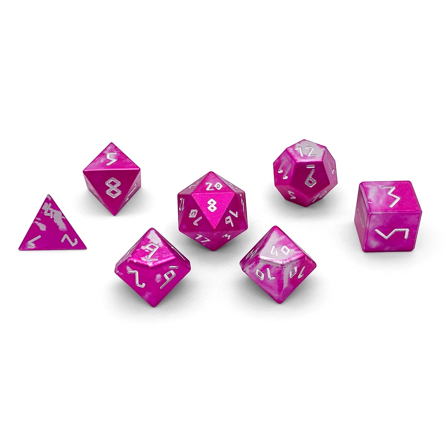 Sugar Bomb - 7 Piece RPG Set 6063 Aluminum Wondrous Dice-Wondrous Dice | Set of 7-Norse Foundry-Norse Foundry-aluminum dice-dungeons & dragons-d&d dice set-rpg dice set-aluminum d&d dice set-d&d-lightweight-perfect for tabletop rpgs