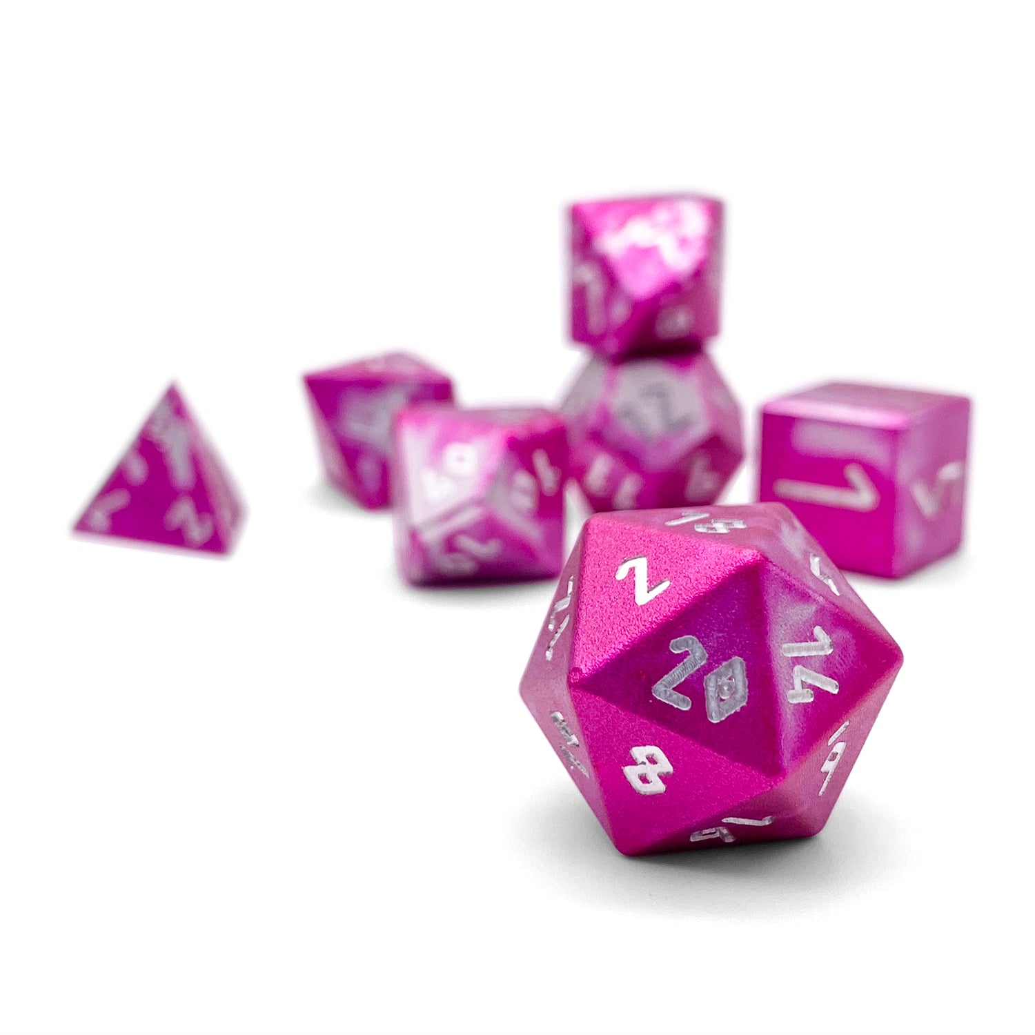 Sugar Bomb - 7 Piece RPG Set 6063 Aluminum Wondrous Dice-Wondrous Dice | Set of 7-Norse Foundry-Norse Foundry-aluminum dice-dungeons & dragons-d&d dice set-rpg dice set-aluminum d&d dice set-d&d-lightweight-perfect for tabletop rpgs