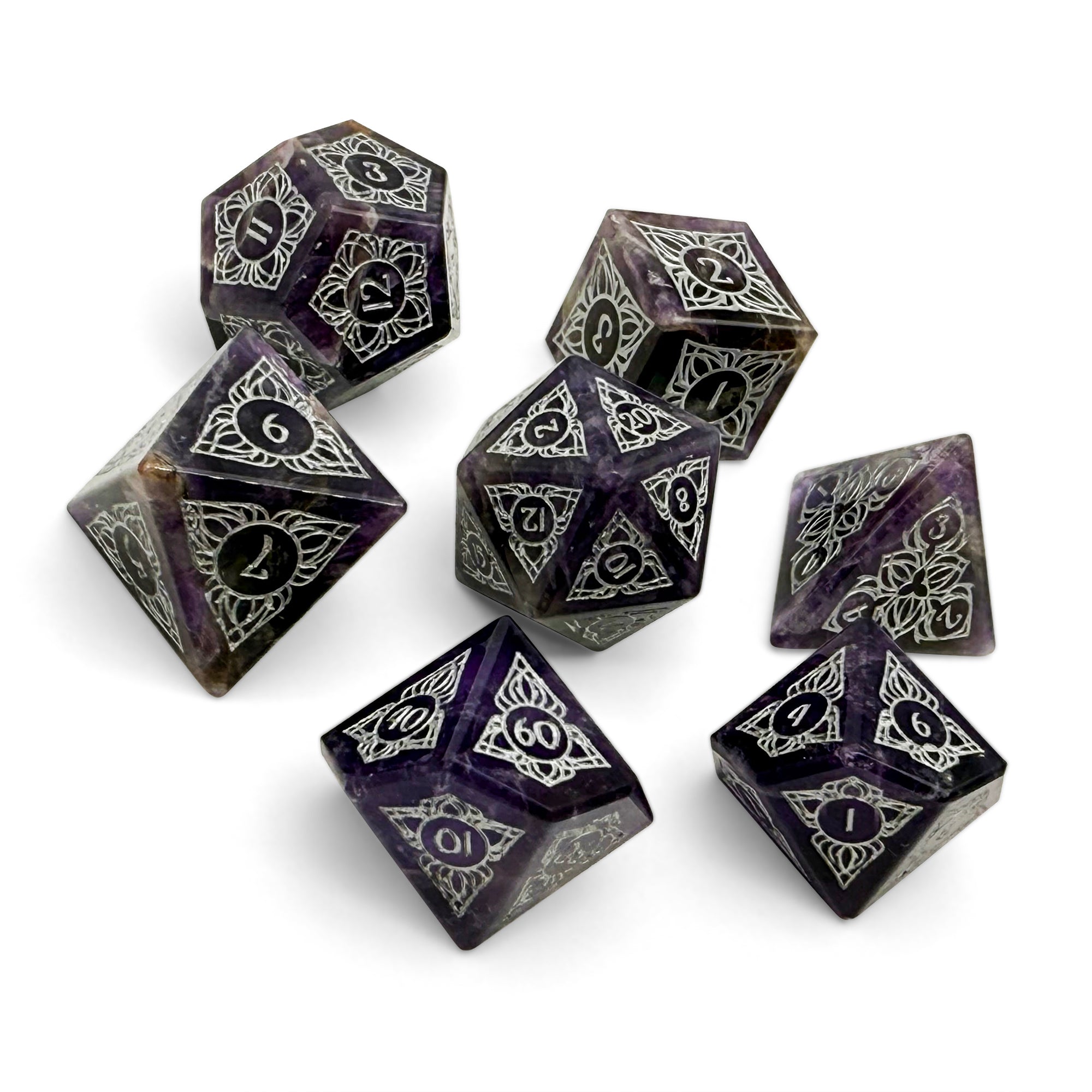Sylvan Weaver - Amethyst-Gemstone Dice-Norse Foundry-Norse Foundry-dungeons & dragons-d&d dice set-rpg dice set-gemstone dice set-d&d-perfect for tabletop rpgs