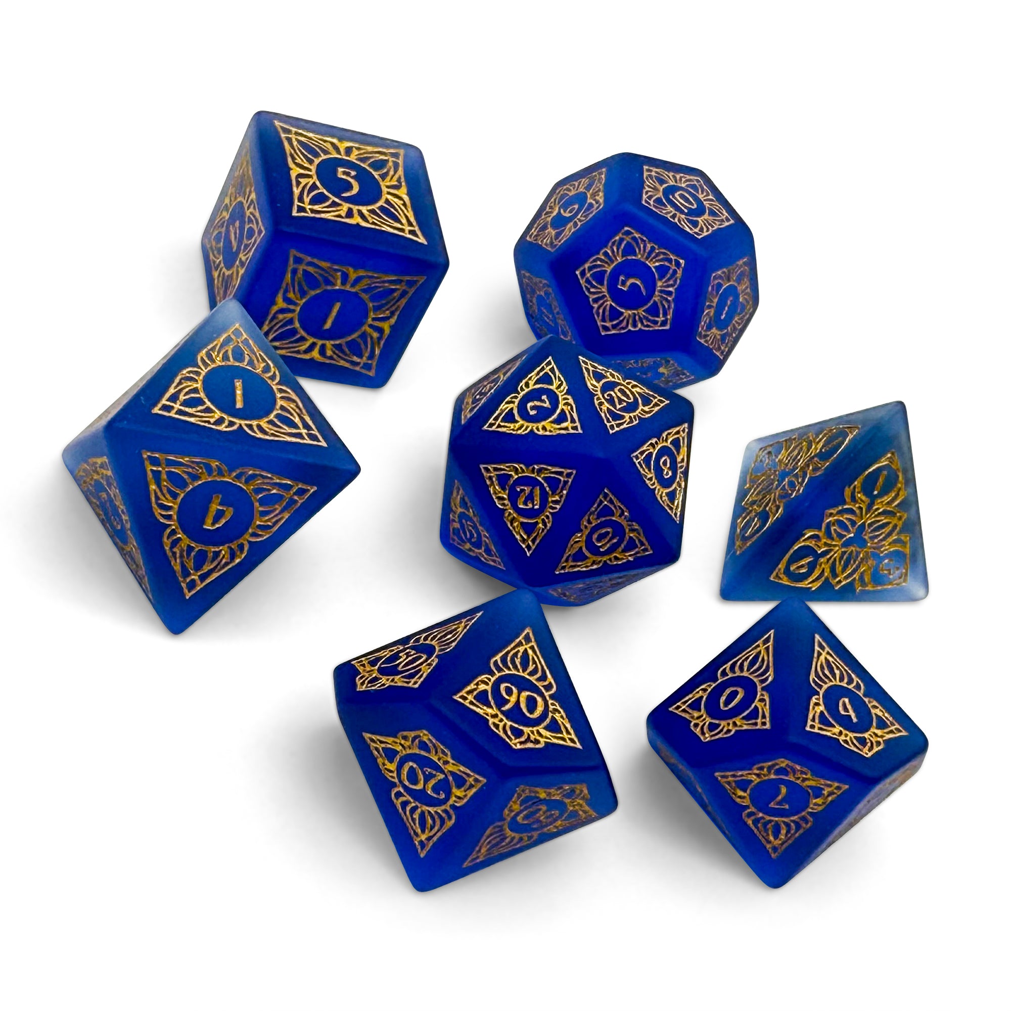 Sylvan Weaver - Frosted Sapphire Zircon-Glass Dice-Norse Foundry-Norse Foundry-glass dice-dungeons & dragons-d&d dice set-rpg dice set-glass dice set-d&d-perfect for tabletop rpgs