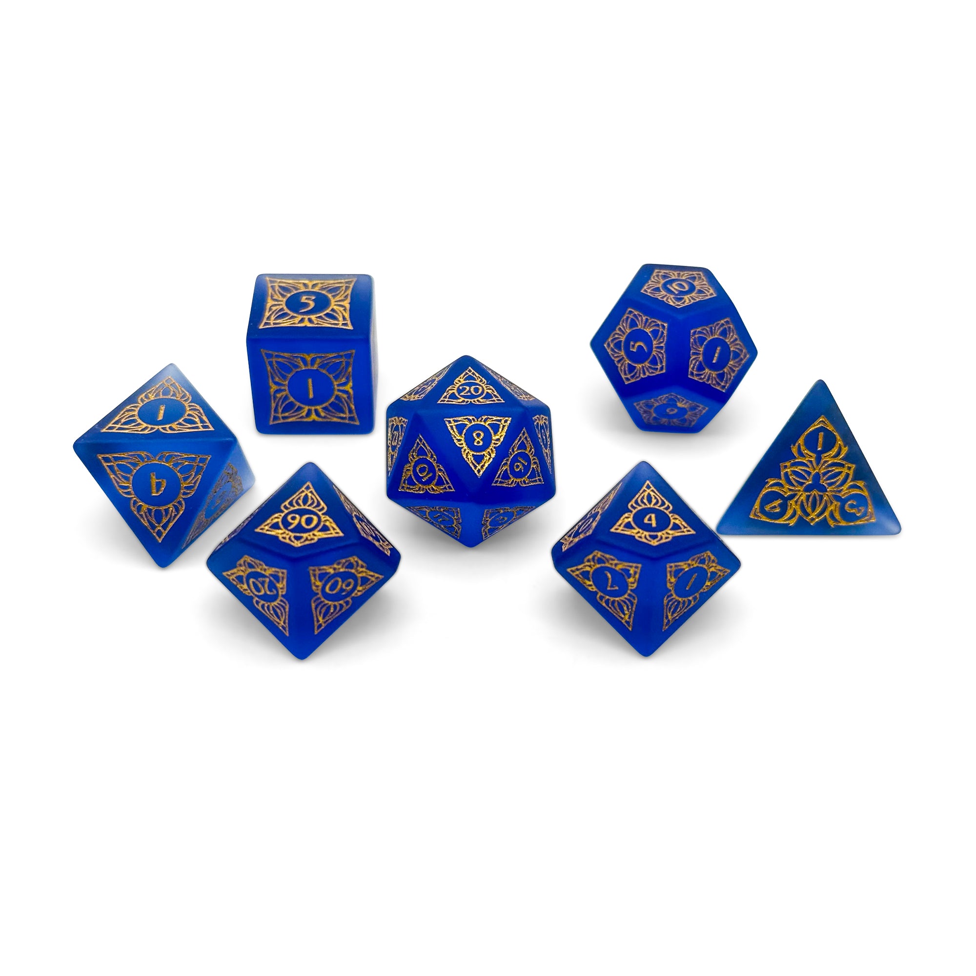Sylvan Weaver - Frosted Sapphire Zircon-Glass Dice-Norse Foundry-Norse Foundry-glass dice-dungeons & dragons-d&d dice set-rpg dice set-glass dice set-d&d-perfect for tabletop rpgs