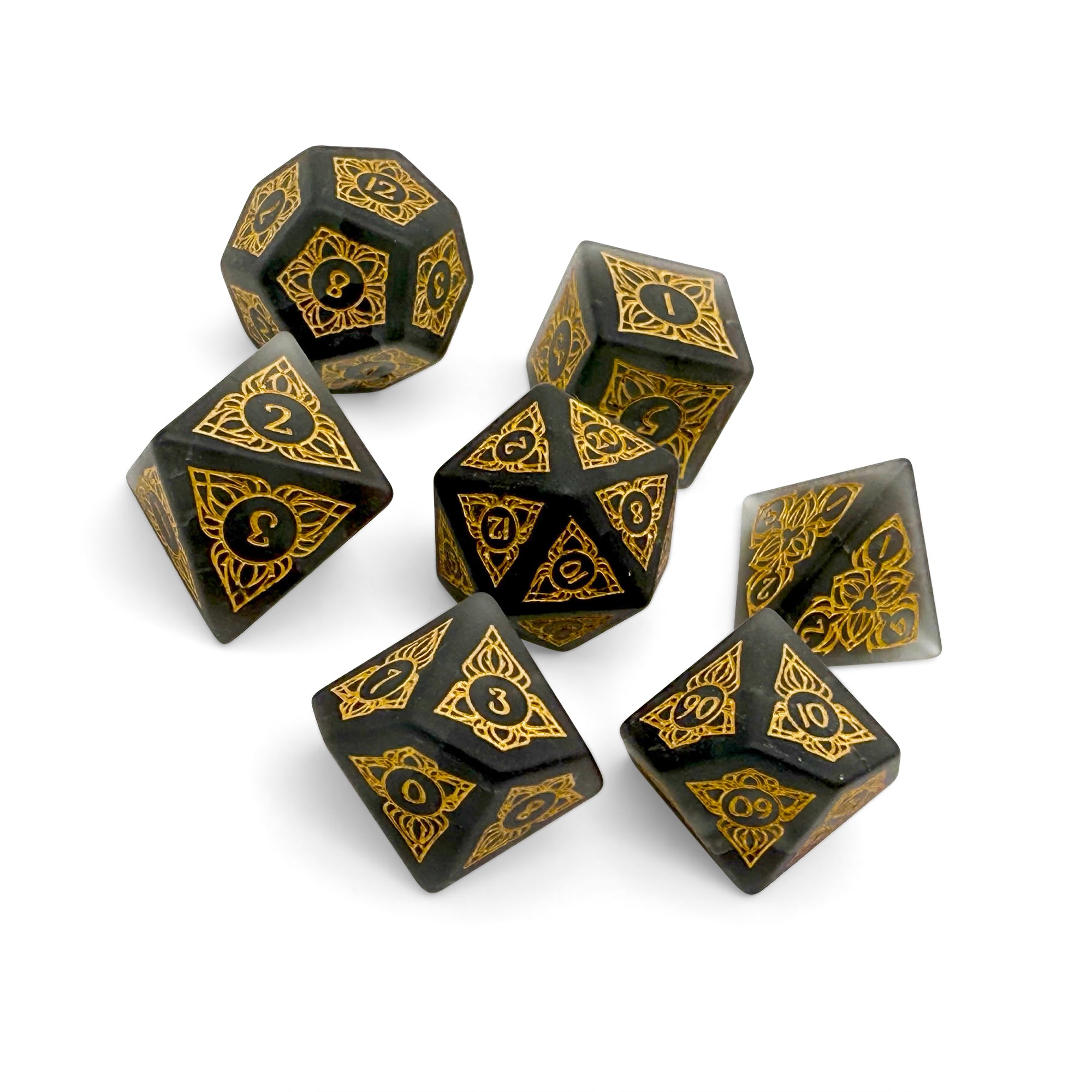 Sylvan Weaver - Frosted Shattered Smoke-Glass Dice-Norse Foundry-Norse Foundry-glass dice-dungeons & dragons-d&d dice set-rpg dice set-glass dice set-d&d-perfect for tabletop rpgs