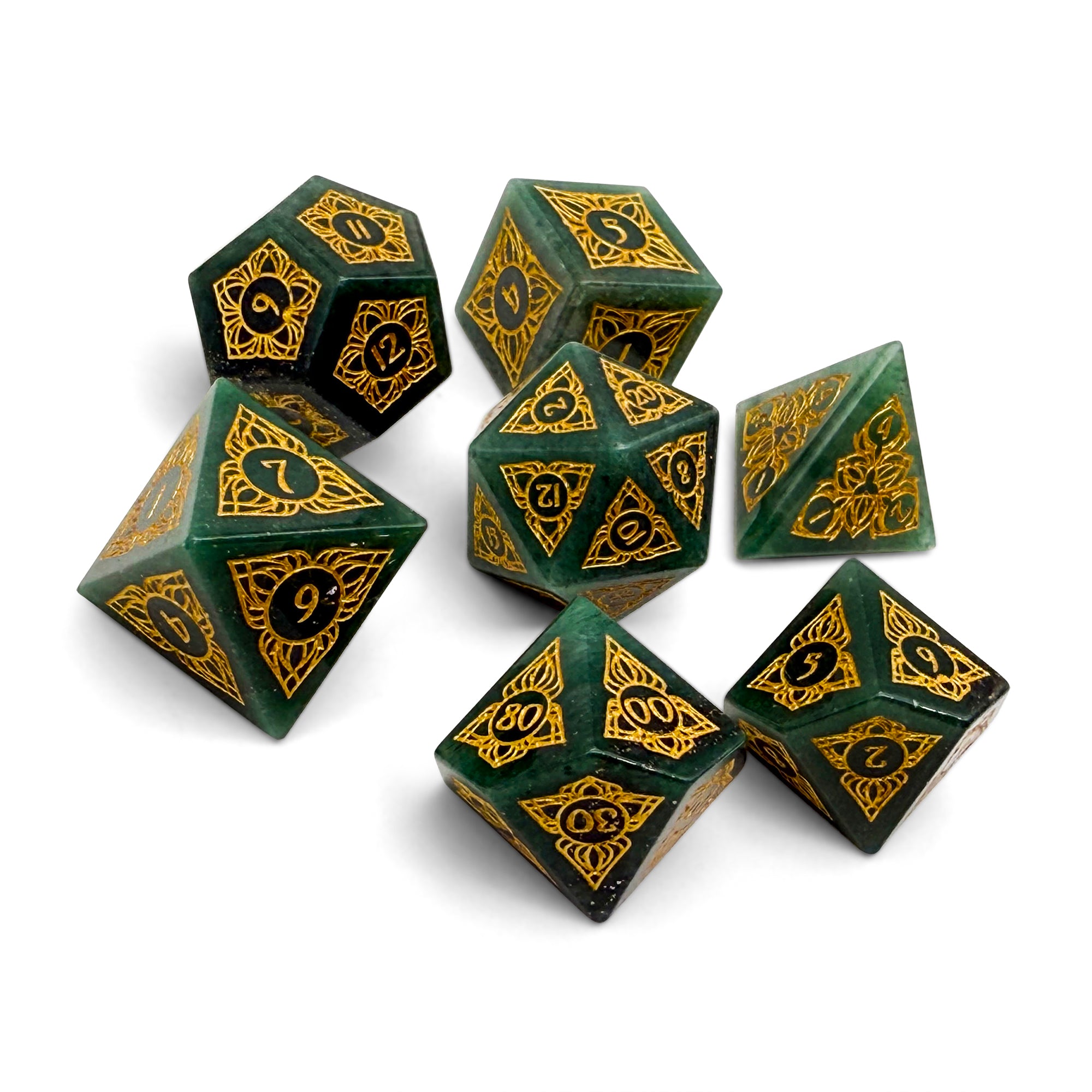 Sylvan Weaver - Green Aventurine-Gemstone Dice-Norse Foundry-Norse Foundry-dungeons & dragons-d&d dice set-rpg dice set-gemstone dice set-d&d-perfect for tabletop rpgs