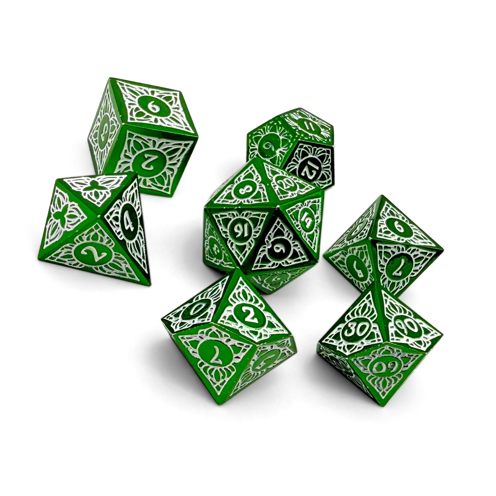 Sylvan Weaver - Springtide - Metal Dice Set-Metal - Zinc Alloy Dice-Norse Foundry-Norse Foundry-dungeons & dragons-d&d dice set-rpg dice set-d20-metal dice set-d&d-perfect for tabletop rpgs
