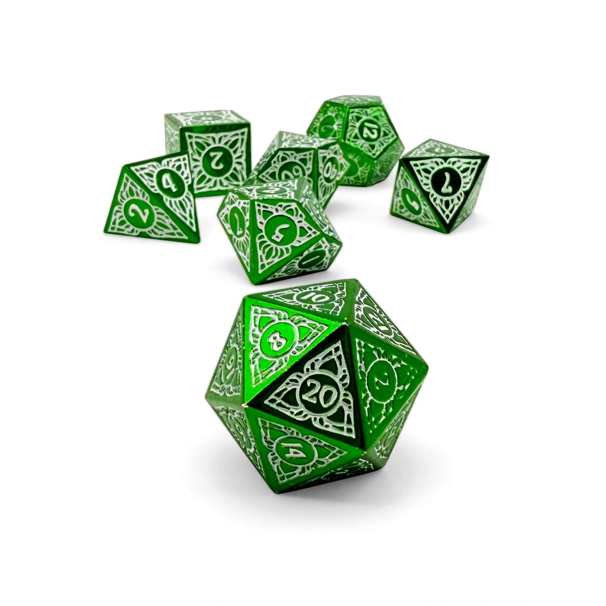 Sylvan Weaver - Springtide - Metal Dice Set-Metal - Zinc Alloy Dice-Norse Foundry-Norse Foundry-dungeons & dragons-d&d dice set-rpg dice set-d20-metal dice set-d&d-perfect for tabletop rpgs