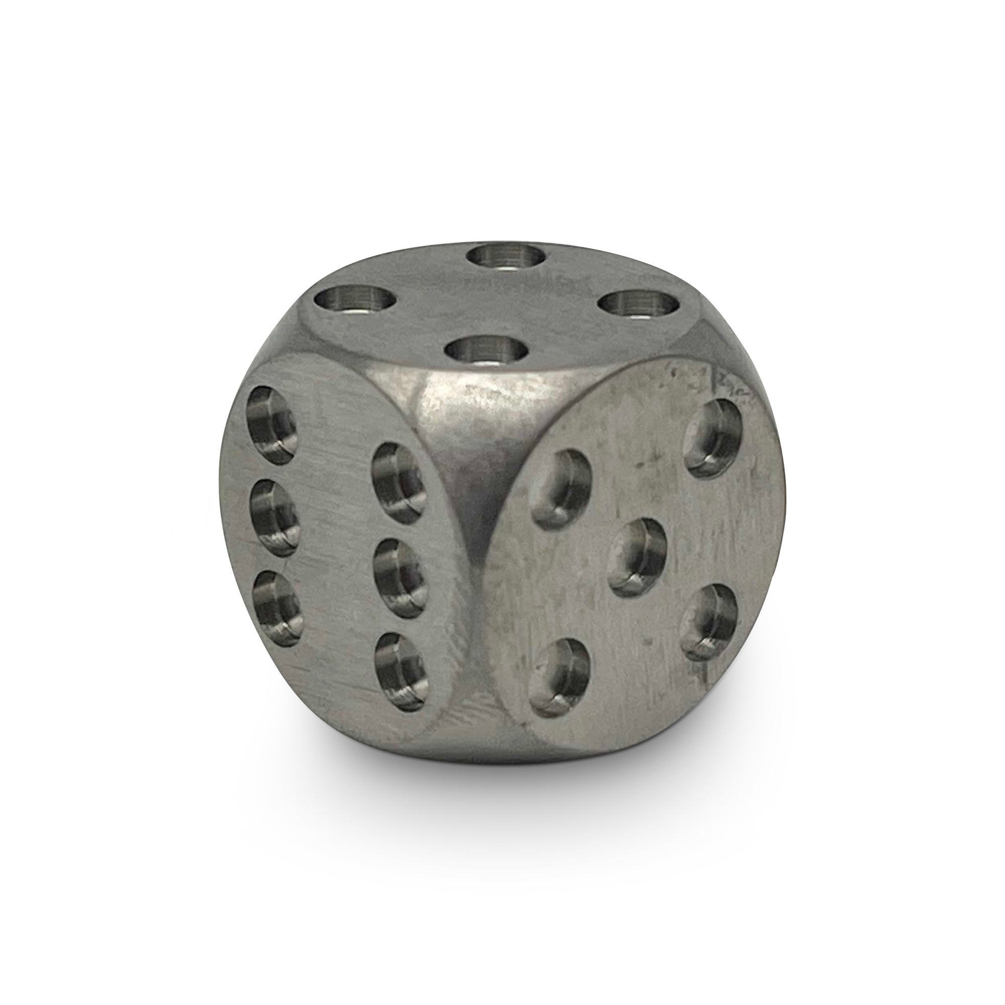 Titanium - 16mm D6 Pips True Metal Dice-Metal Dice-Norse Foundry-Norse Foundry-dungeons & dragons-d&d dice-rpg d6-metal d6-d&d-d6-warpips-pips-luxury dice-perfect for tabletop rpgs