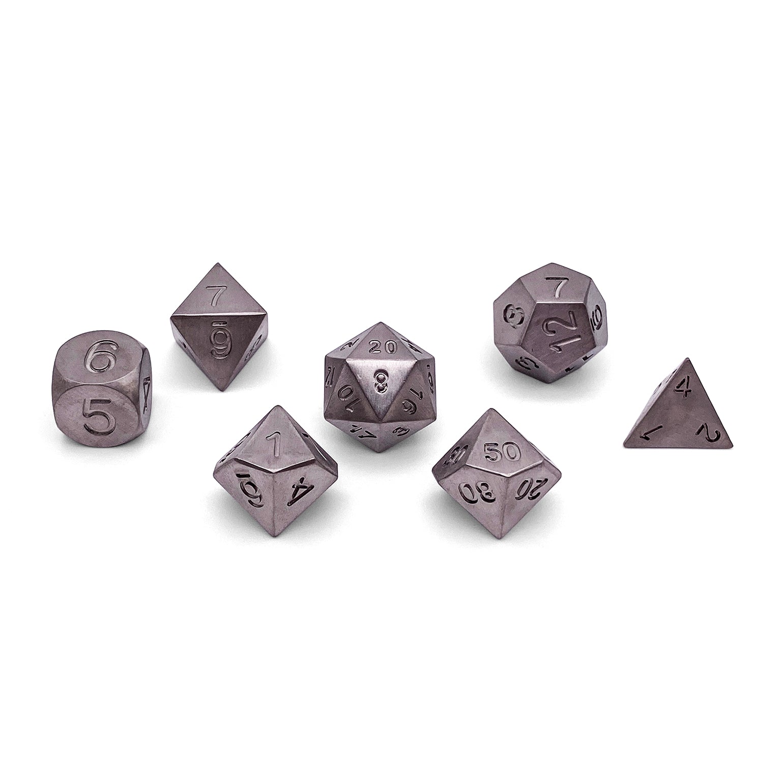 Titanium - 7 Piece RPG Set True Metal Dice-Metal Dice-Norse Foundry-Norse Foundry-dungeons & dragons-d&d dice set-rpg dice set-metal dice set-d&d-luxury dice-perfect for tabletop rpgs