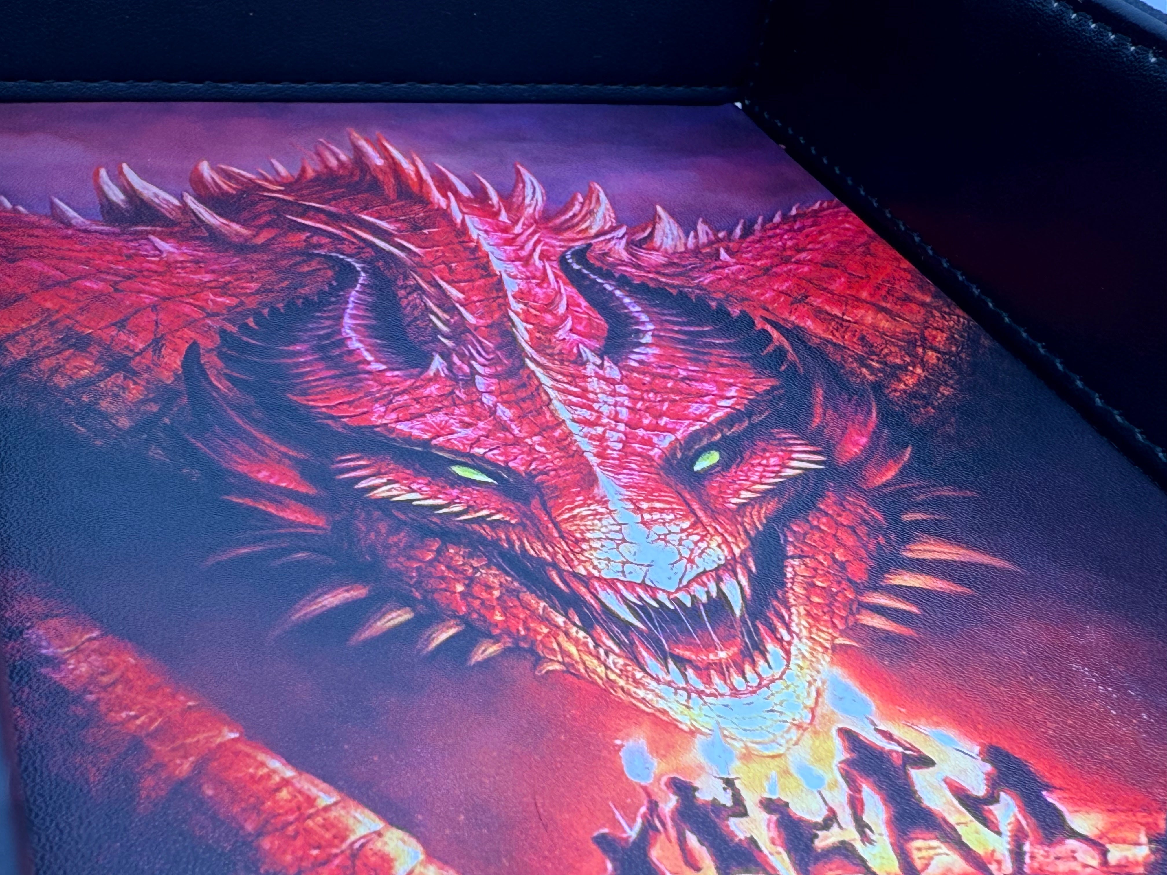 Tray of Folding™ Magnetic - Blood Dragon by Crystal Sully-Crystal Sully Dice Tray-Norse Foundry -Dice Tray-D&D Dice Tray-D&D Dice Tray-D&D Accessories-D&D Dice Storage-Collection Item