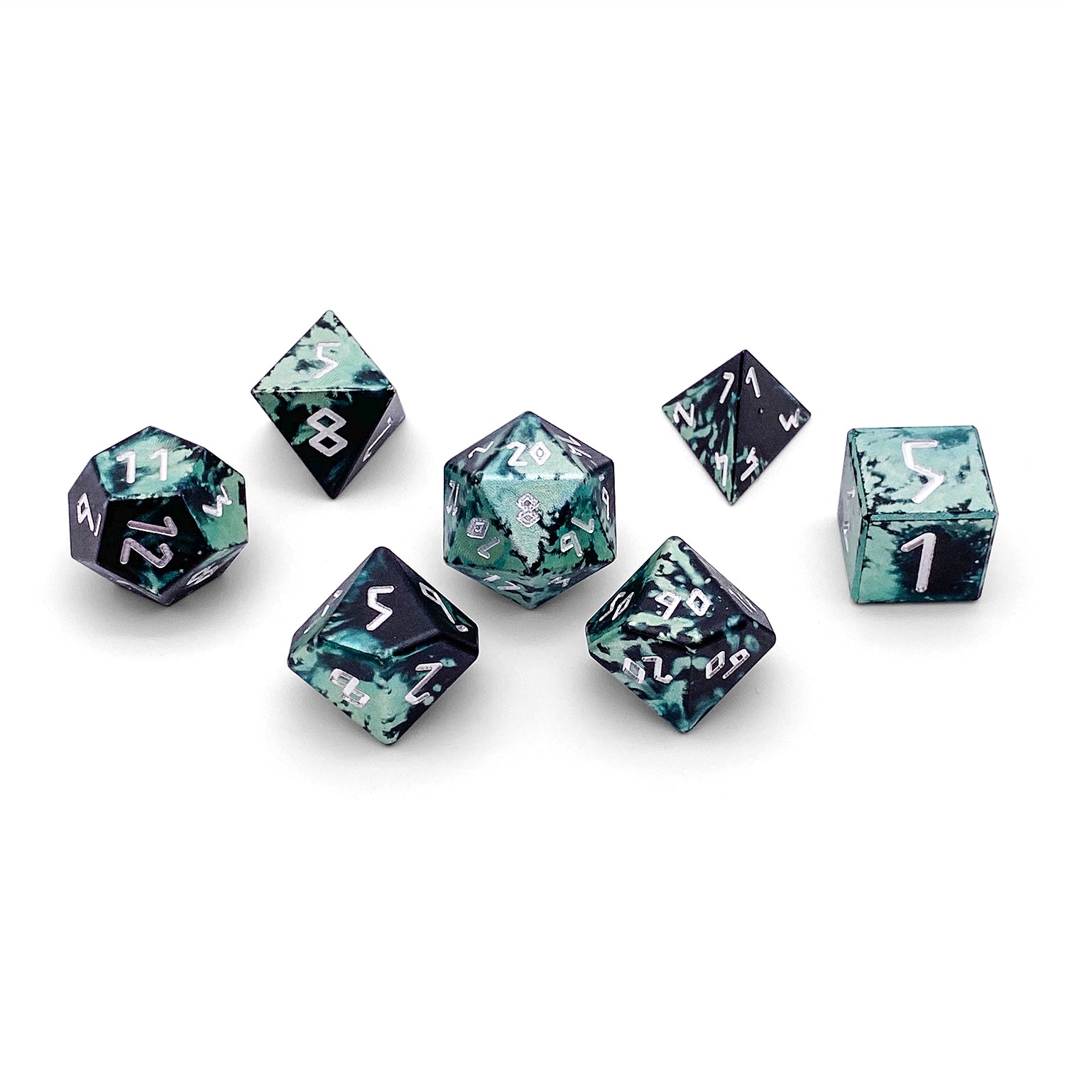 Trolls Blood™ - 7 Piece RPG Set 6063 Aluminum Wondrous Dice-Wondrous Dice | Set of 7-Norse Foundry-Norse Foundry-aluminum dice-dungeons & dragons-d&d dice set-rpg dice set-aluminum d&d dice set-d&d-lightweight-perfect for tabletop rpgs