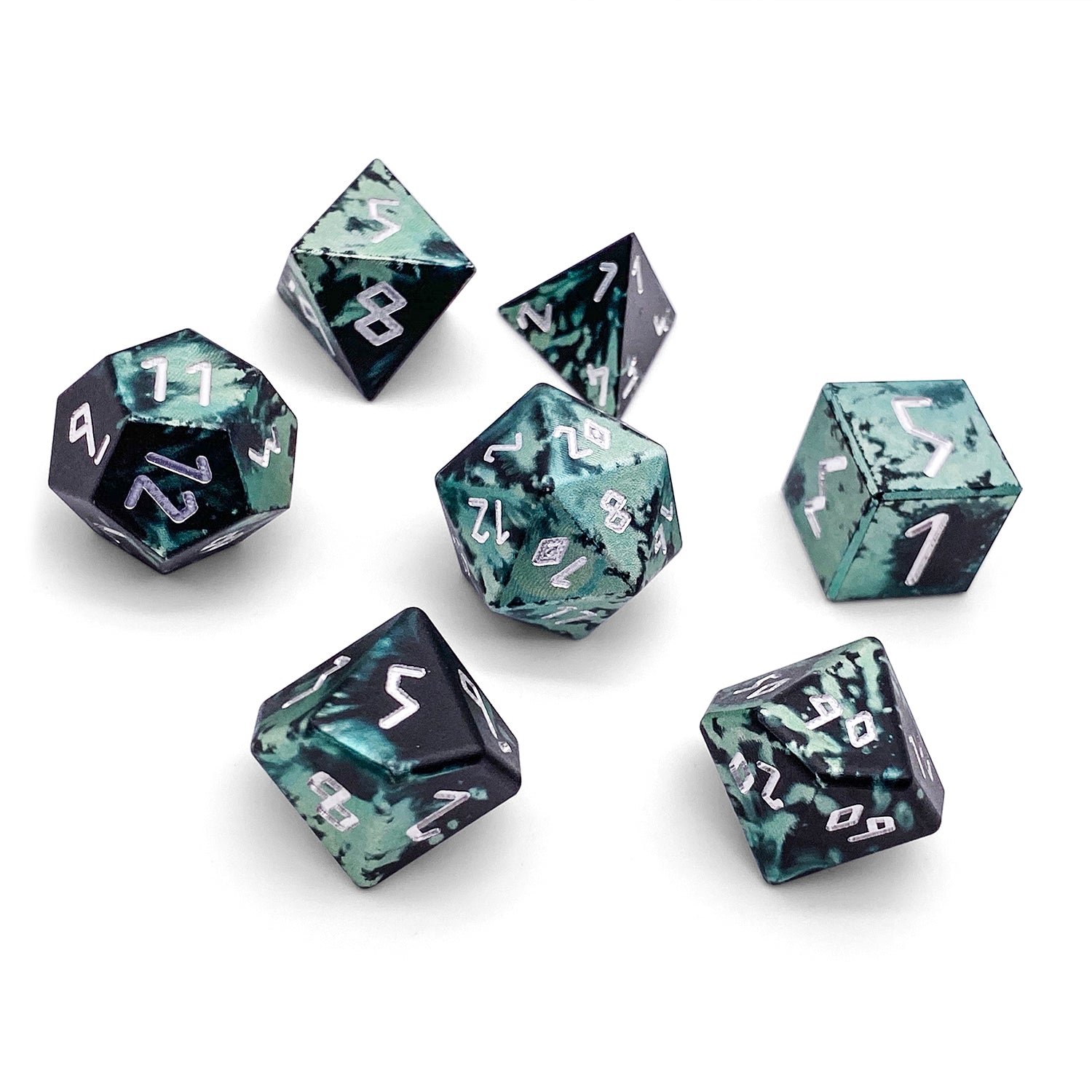 Trolls Blood™ - 7 Piece RPG Set 6063 Aluminum Wondrous Dice-Wondrous Dice | Set of 7-Norse Foundry-Norse Foundry-aluminum dice-dungeons & dragons-d&d dice set-rpg dice set-aluminum d&d dice set-d&d-lightweight-perfect for tabletop rpgs
