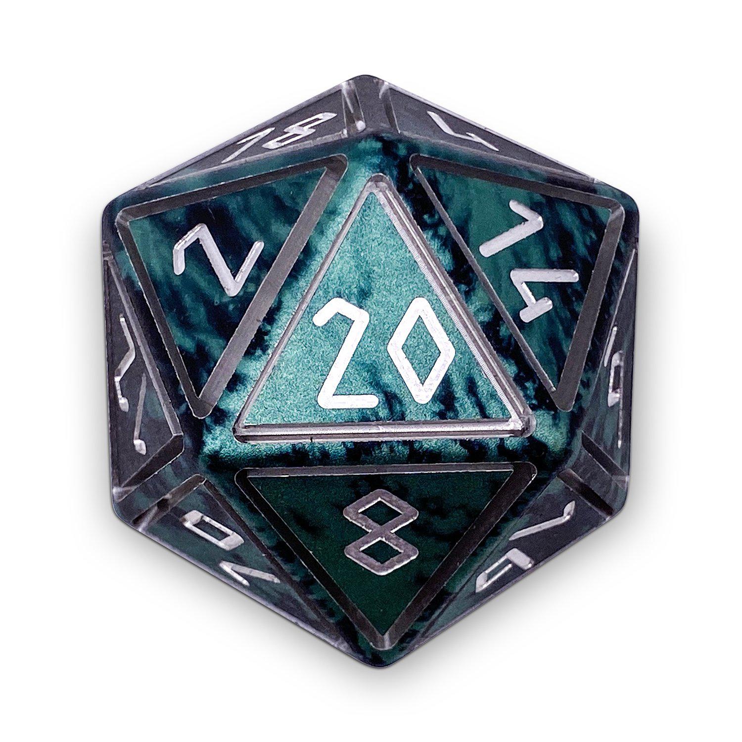 Trolls Blood - Nimbus™ Boulder® 55mm 6063 Aluminum Wondrous Dice-Dice-Norse Foundry-Norse Foundry-aluminum dice-dungeons & dragons-d&d dice-rpg dice-d20-d&d-55mm-oversize-boulder-perfect for tabletop rpgs