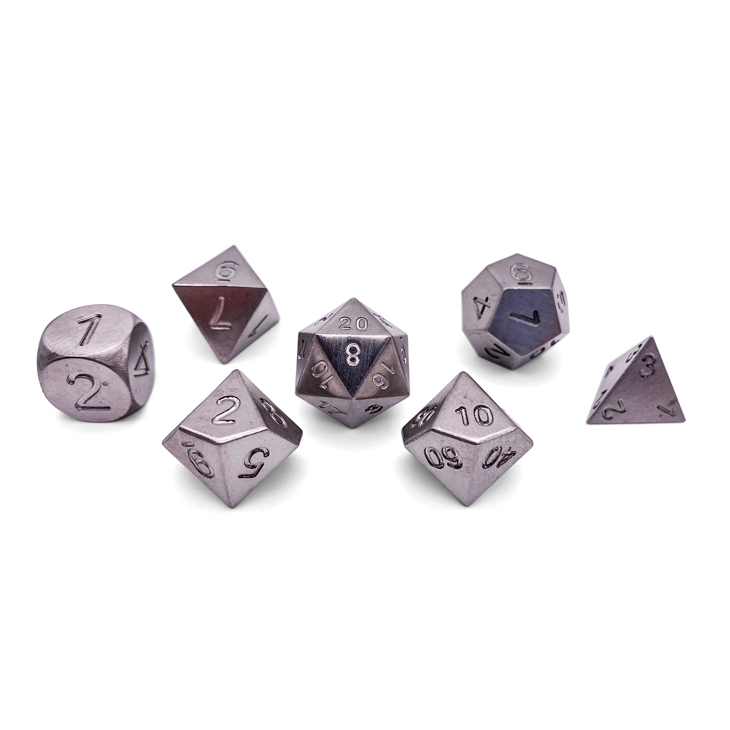 Tungsten - 7 Piece RPG Set True Metal Dice-Metal Dice-Norse Foundry-Norse Foundry-dungeons & dragons-d&d dice set-rpg dice set-metal dice set-d&d-luxury dice-perfect for tabletop rpgs