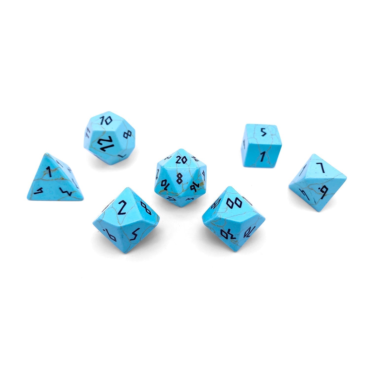 Turquoise - 7 Piece RPG Set Gemstone Dice-Gemstone Dice-Norse Foundry-Gemstone Dice-Dungeons & Dragons Dice-Gem Dice-DnD Dice-Gaming Dice-Perfect for Tabletop RPGs-Dice Set