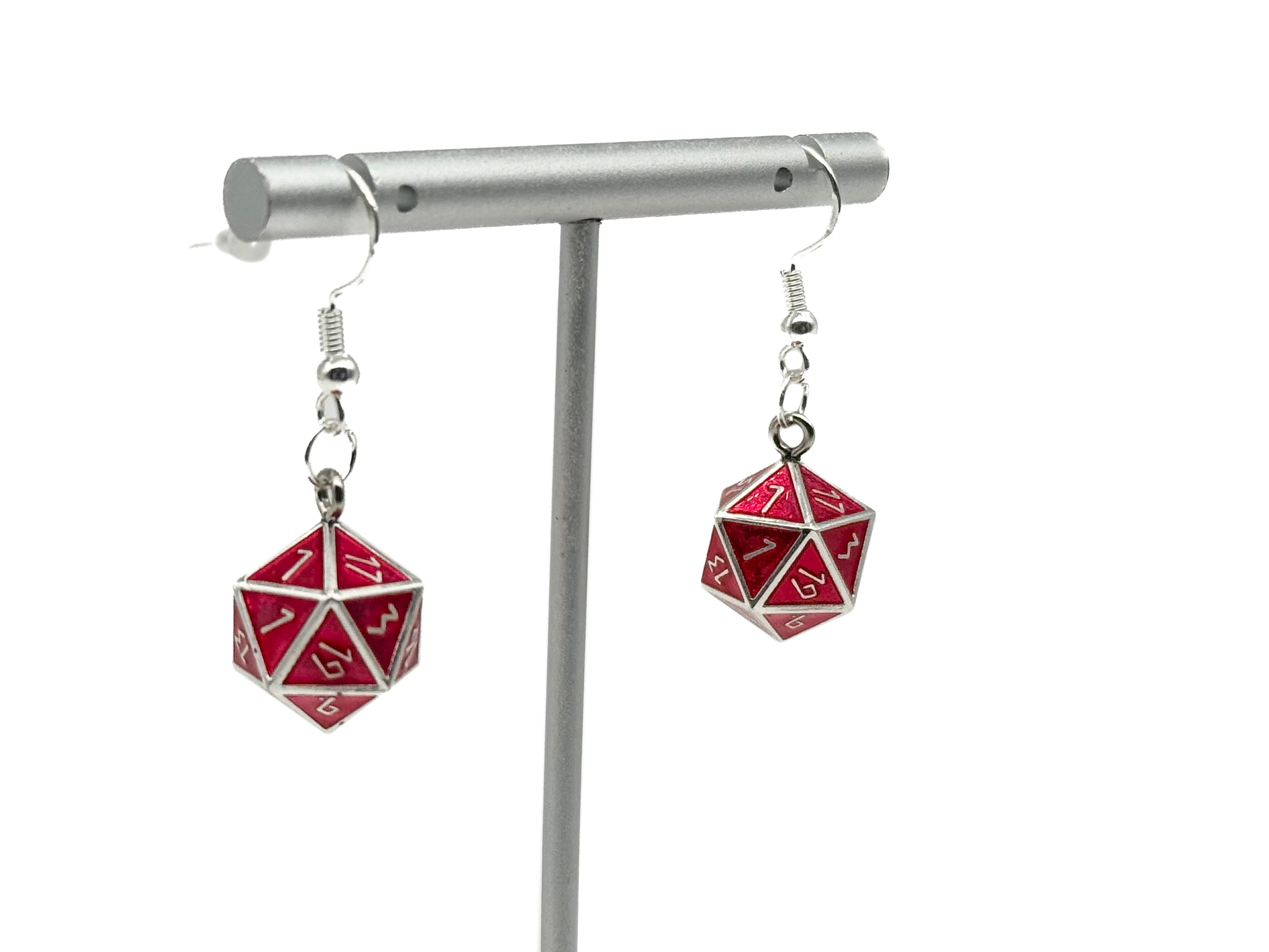 Vampire Blood - Ioun Stone D20 Dice Earrings by Norse Foundry-Earrings-Norse Foundry-dungeons and dragons-d&d-dungeons & dragons-earrings-dnd accessories-dice earrings- d20 earrings