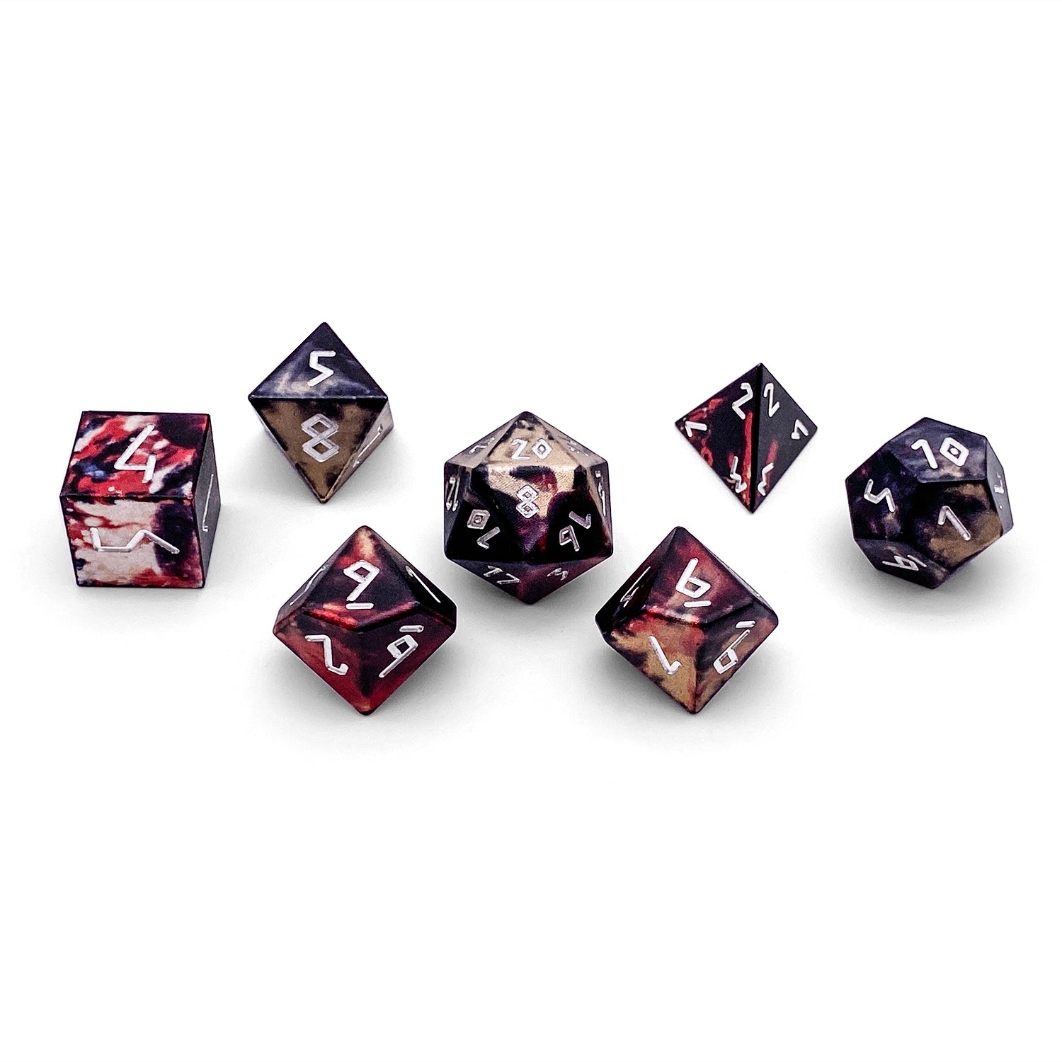 Vampire Lord - 7 Piece RPG Set 6063 Aluminum Wondrous Dice-Wondrous Dice | Set of 7-Norse Foundry-Norse Foundry-aluminum dice-dungeons & dragons-d&d dice set-rpg dice set-aluminum d&d dice set-d&d-lightweight-perfect for tabletop rpgs