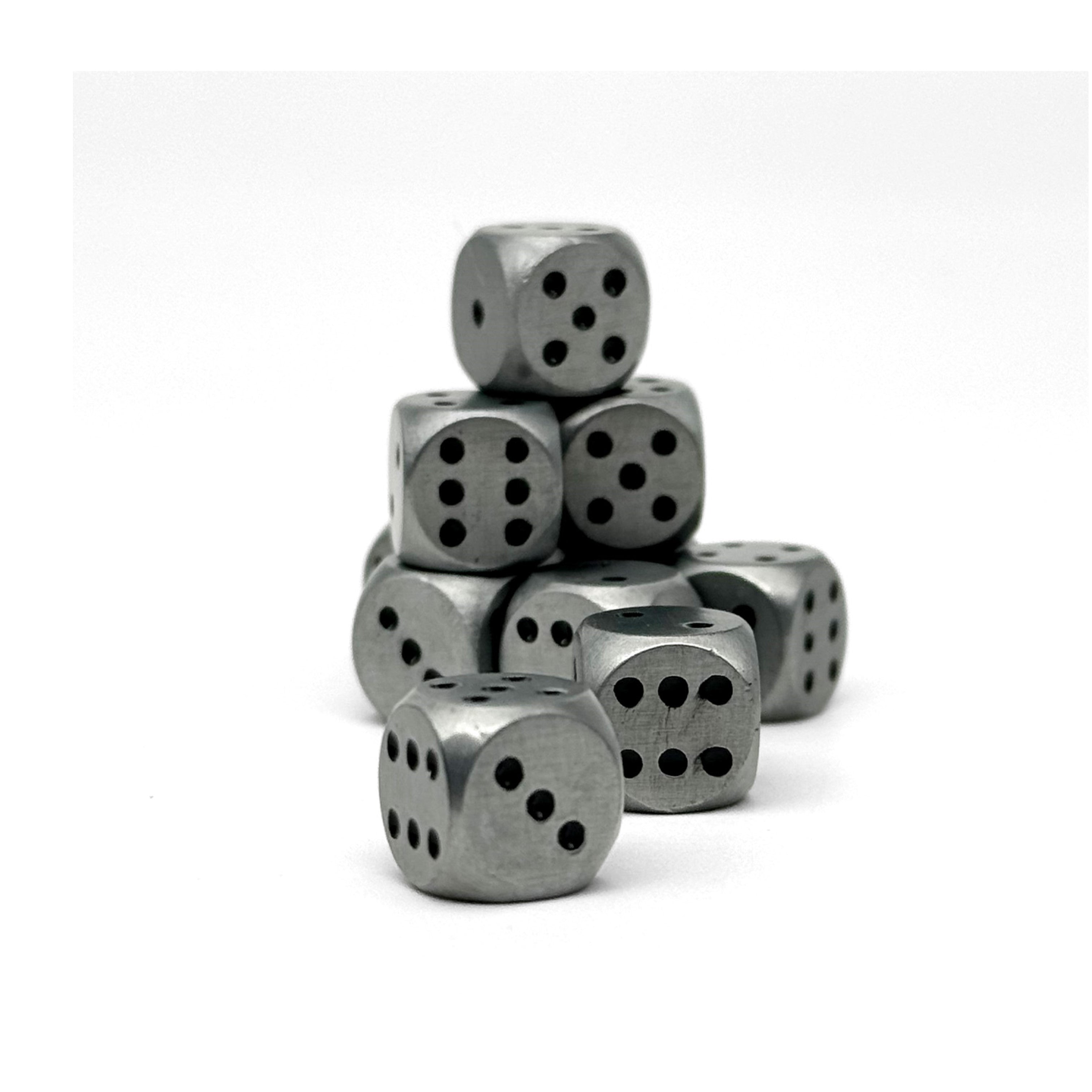 Warpips: Aged Mithiral - 10 - 12mm D6-Zinc Alloy Dice-Norse Foundry-Norse Foundry-dungeons & dragons-d&d dice-rpg d6-metal d6-d&d-d6-warpips-pips-perfect for tabletop rpgs