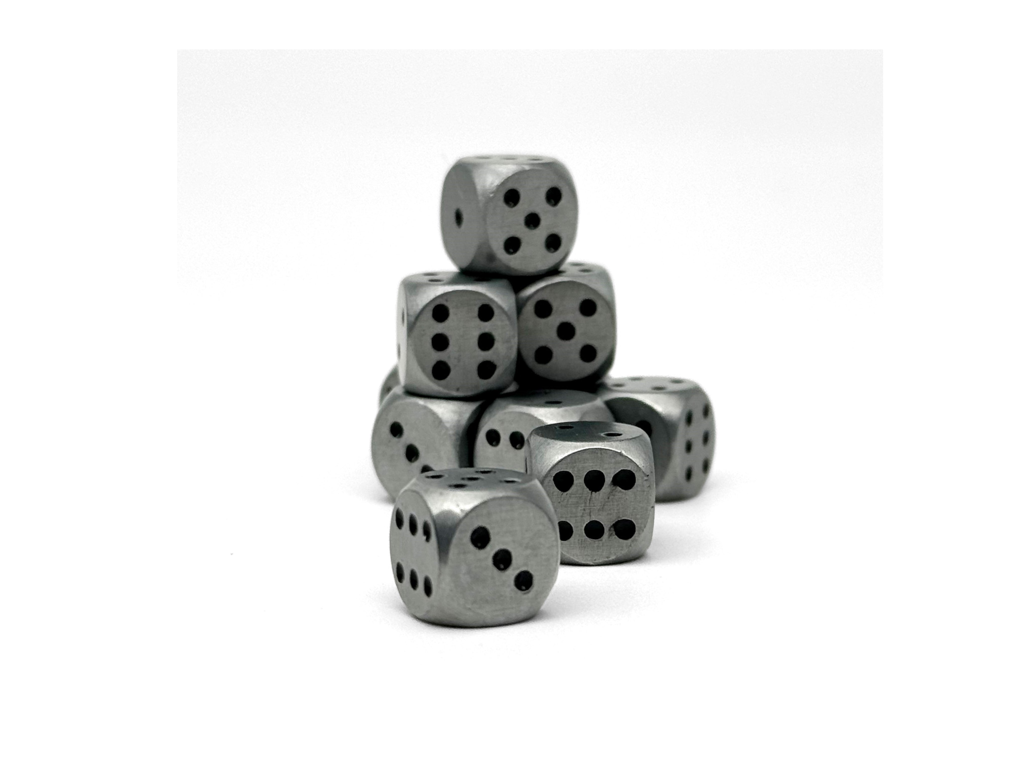 Warpips: Aged Mithiral - 10 - 12mm D6-Zinc Alloy Dice-Norse Foundry-Norse Foundry-dungeons & dragons-d&d dice-rpg d6-metal d6-d&d-d6-warpips-pips-perfect for tabletop rpgs