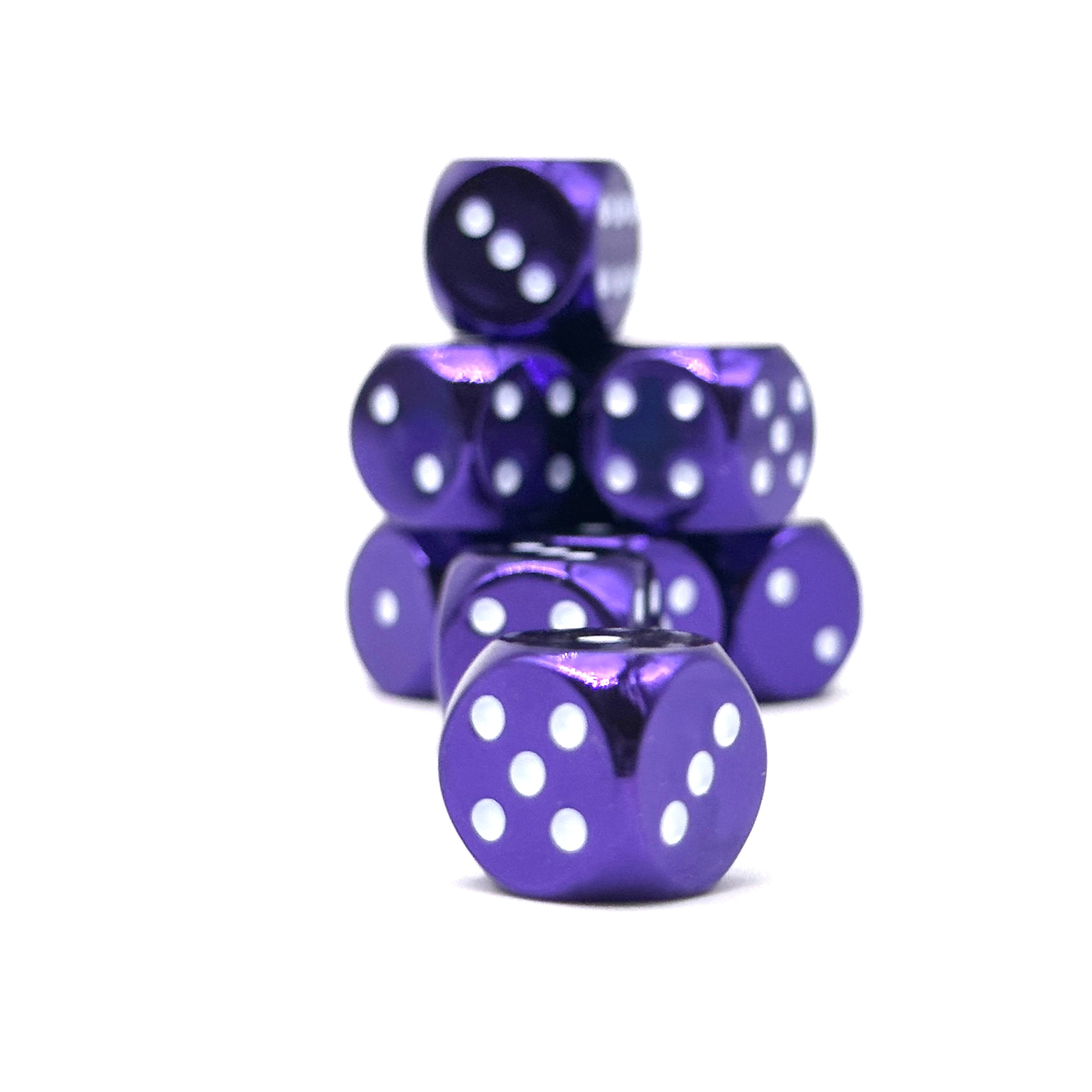 Warpips: Bardic Purple - 10 - 12mm D6-Zinc Alloy Dice-Norse Foundry-Norse Foundry-dungeons & dragons-d&d dice-rpg d6-metal d6-d&d-d6-warpips-pips-perfect for tabletop rpgs
