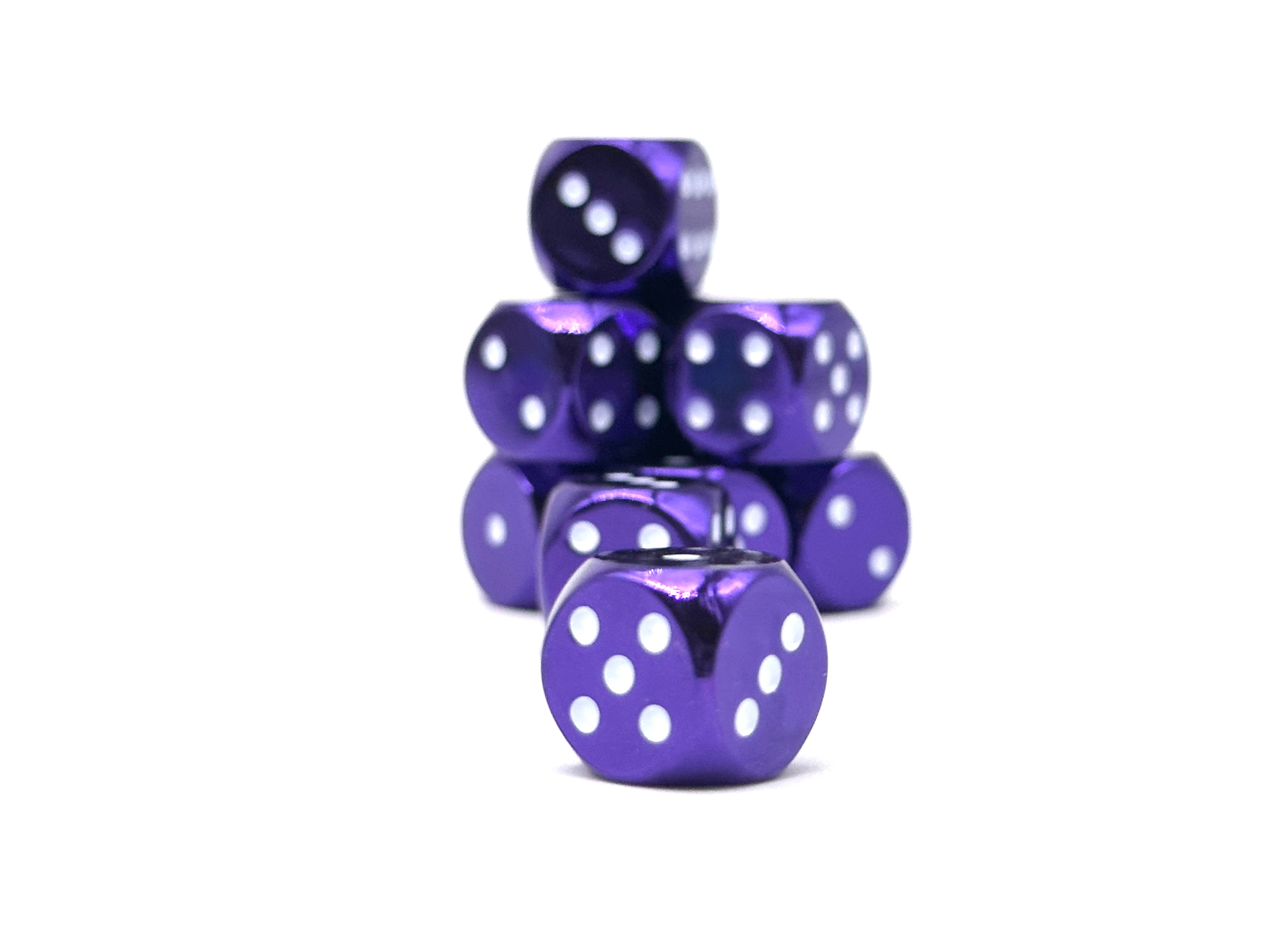 Warpips: Bardic Purple - 10 - 12mm D6-Zinc Alloy Dice-Norse Foundry-Norse Foundry-dungeons & dragons-d&d dice-rpg d6-metal d6-d&d-d6-warpips-pips-perfect for tabletop rpgs