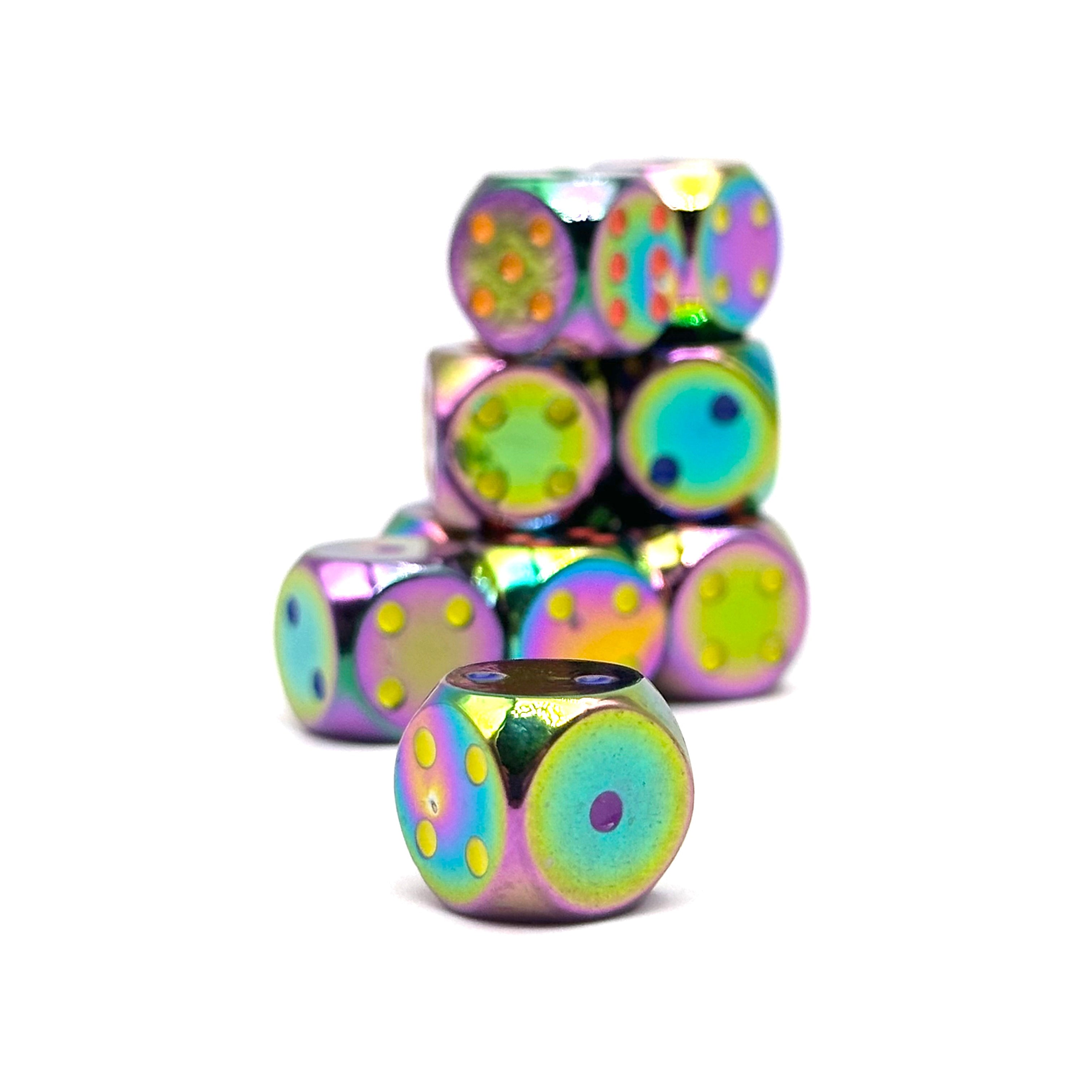 Warpips: BiFrost - 10 - 12mm D6-Zinc Alloy Dice-Norse Foundry-Norse Foundry-dungeons & dragons-d&d dice-rpg d6-metal d6-d&d-d6-warpips-pips-perfect for tabletop rpgs