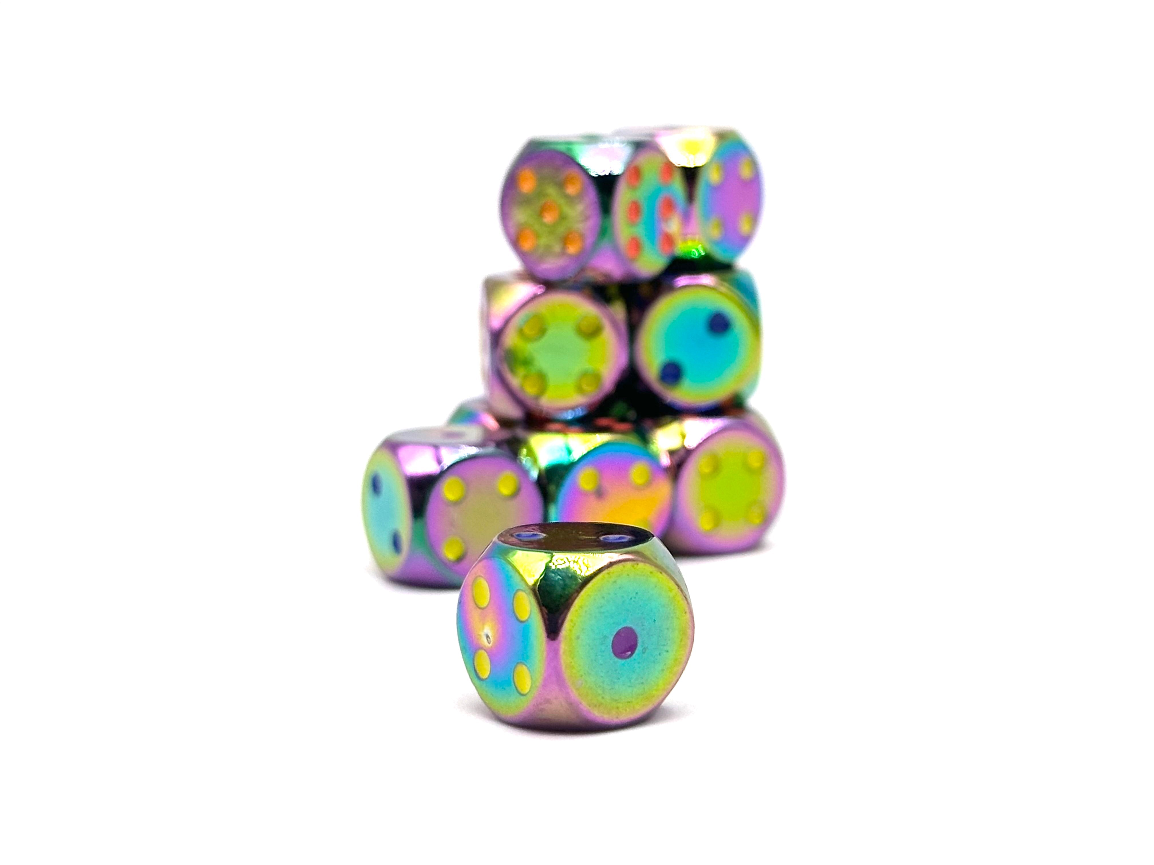 Warpips: BiFrost - 10 - 12mm D6-Zinc Alloy Dice-Norse Foundry-Norse Foundry-dungeons & dragons-d&d dice-rpg d6-metal d6-d&d-d6-warpips-pips-perfect for tabletop rpgs