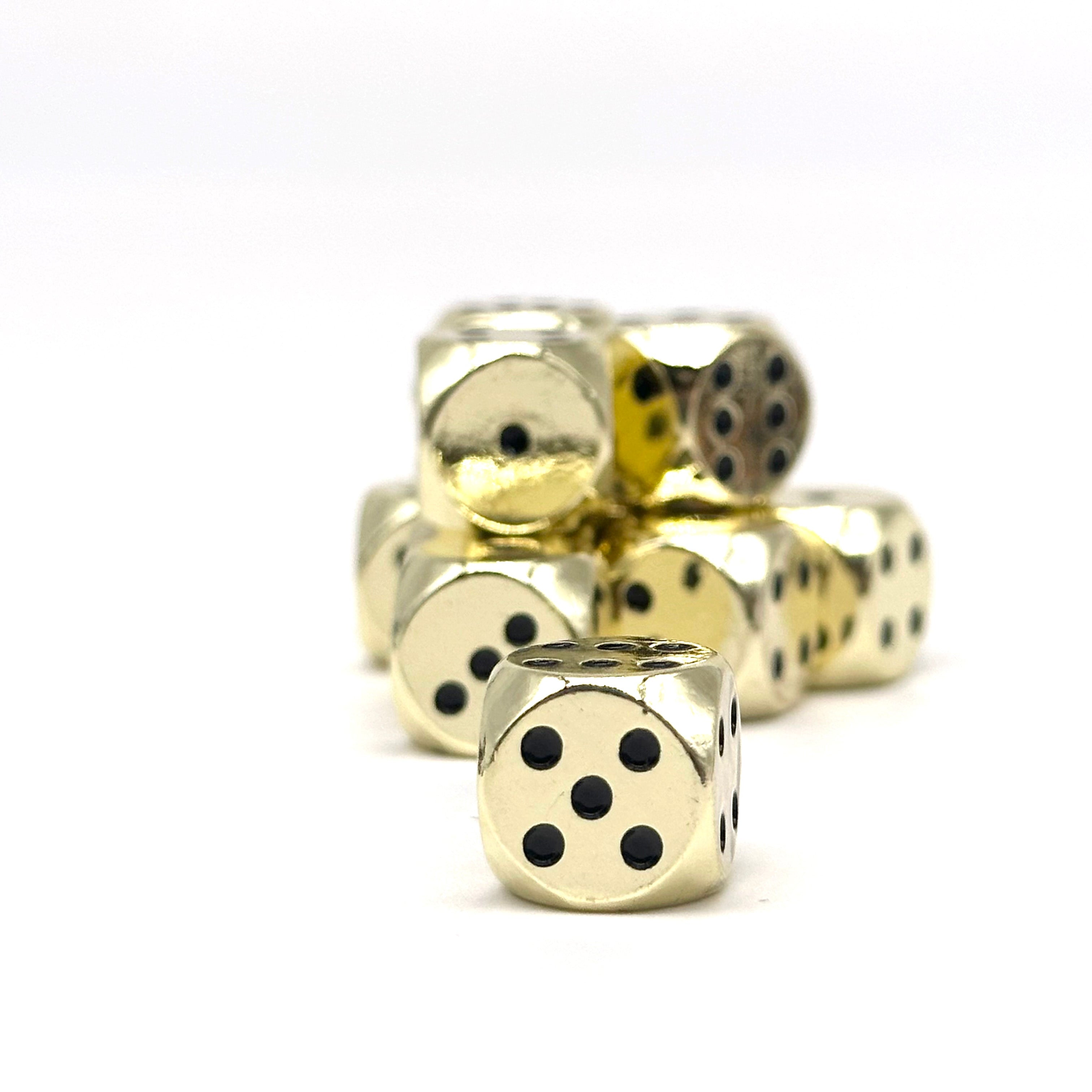 Warpips: Dead Man's Gold - 10 - 12mm D6-Zinc Alloy Dice-Norse Foundry-Norse Foundry-dungeons & dragons-d&d dice-rpg d6-metal d6-d&d-d6-warpips-pips-perfect for tabletop rpgs