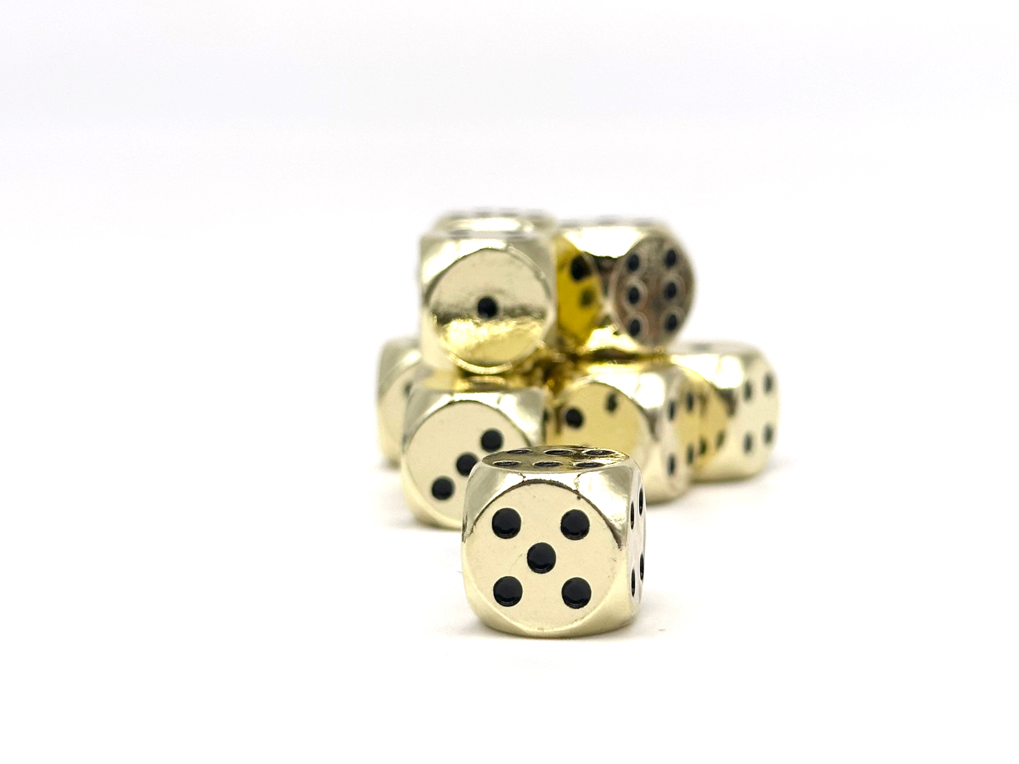 Warpips: Dead Man's Gold - 10 - 12mm D6-Zinc Alloy Dice-Norse Foundry-Norse Foundry-dungeons & dragons-d&d dice-rpg d6-metal d6-d&d-d6-warpips-pips-perfect for tabletop rpgs