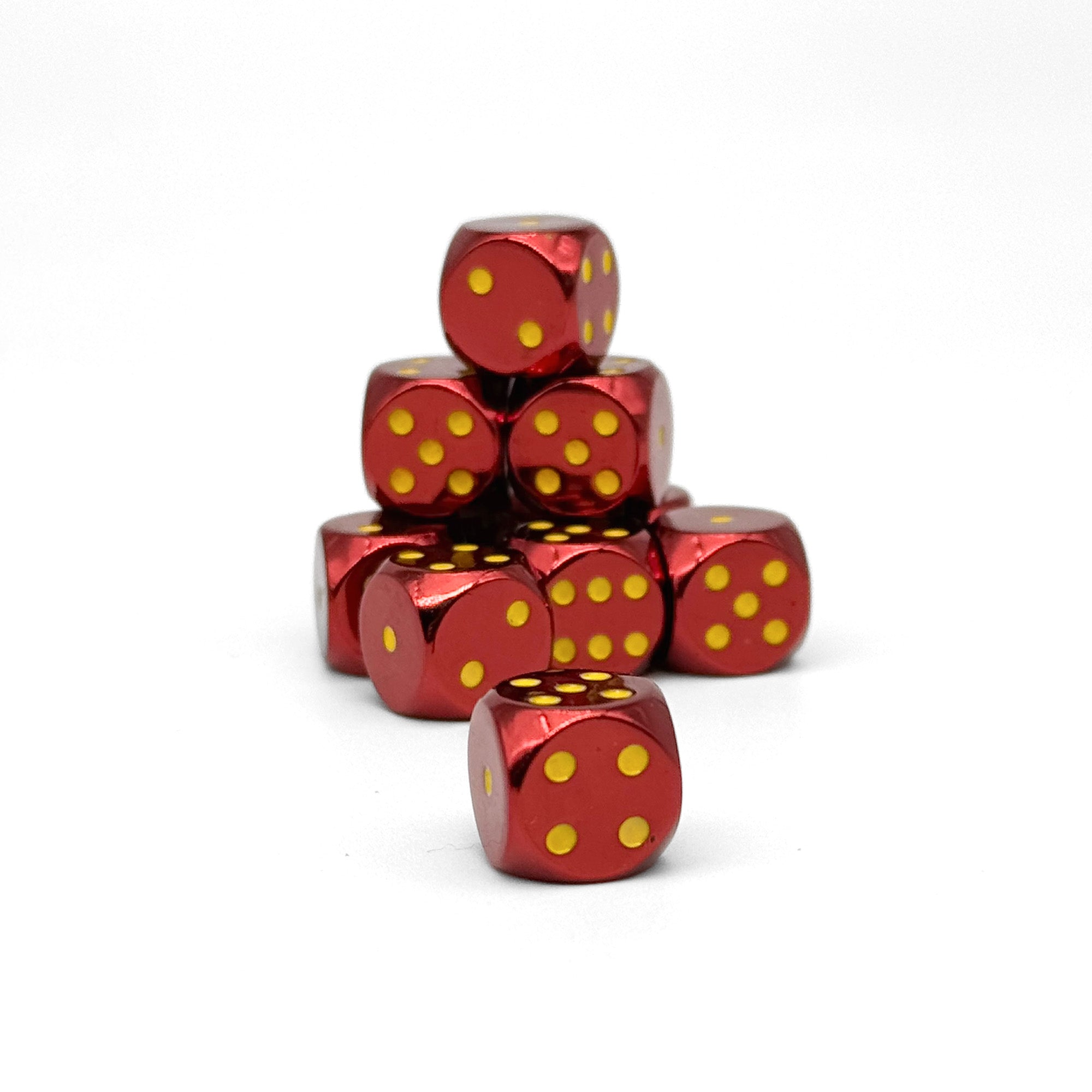 Warpips: Fireball - 10 - 12mm D6-Zinc Alloy Dice-Norse Foundry-Norse Foundry-dungeons & dragons-d&d dice-rpg d6-metal d6-d&d-d6-warpips-pips-perfect for tabletop rpgs