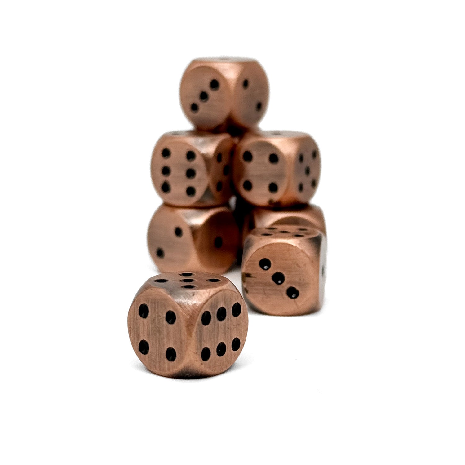 Warpips: Gnomish Copper - 10 - 12mm D6-Zinc Alloy Dice-Norse Foundry-Norse Foundry-dungeons & dragons-d&d dice-rpg d6-metal d6-d&d-d6-warpips-pips-perfect for tabletop rpgs