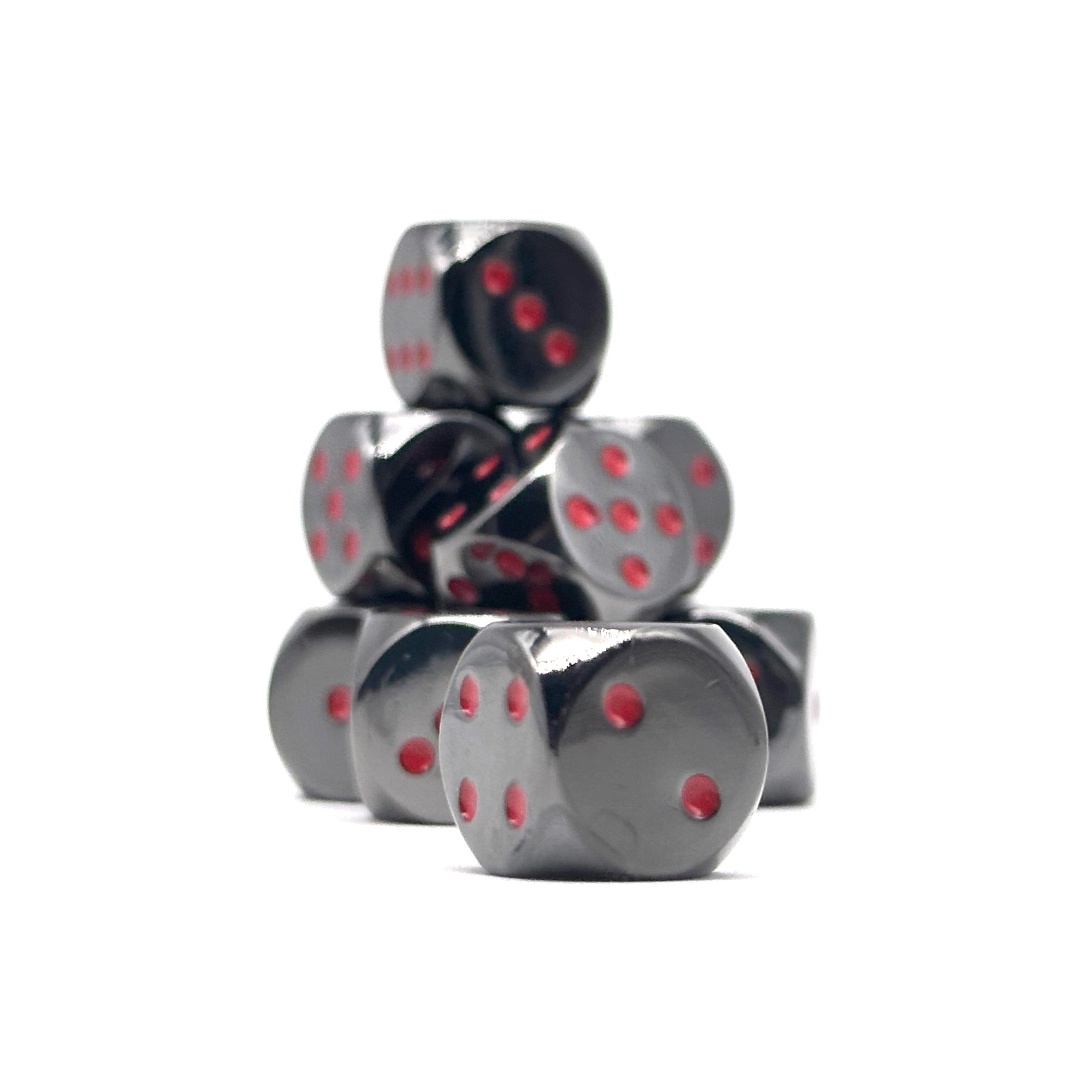 Warpips: Nightmare Black - 10 - 12mm D6-Zinc Alloy Dice-Norse Foundry-Norse Foundry-dungeons & dragons-d&d dice-rpg d6-metal d6-d&d-d6-warpips-pips-perfect for tabletop rpgs