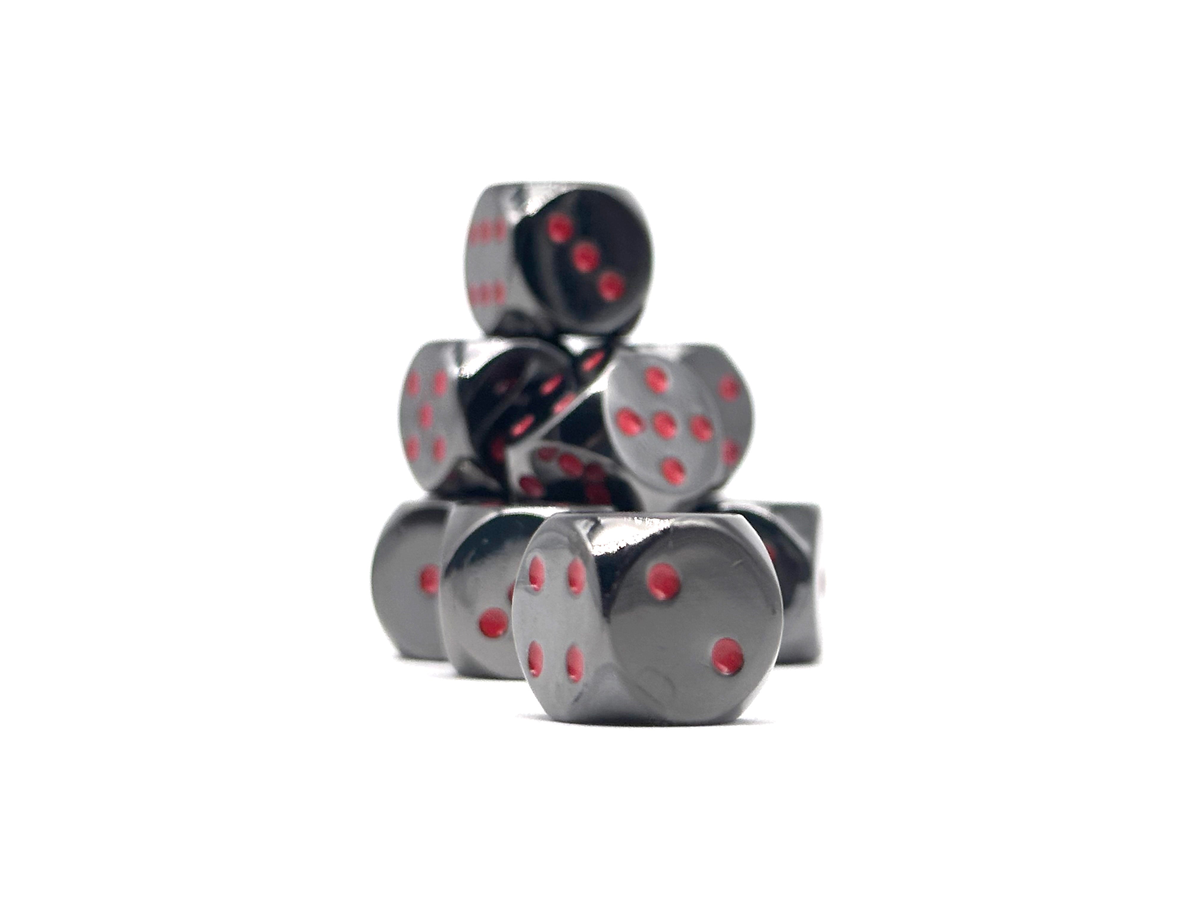 Warpips: Nightmare Black - 10 - 12mm D6-Zinc Alloy Dice-Norse Foundry-Norse Foundry-dungeons & dragons-d&d dice-rpg d6-metal d6-d&d-d6-warpips-pips-perfect for tabletop rpgs
