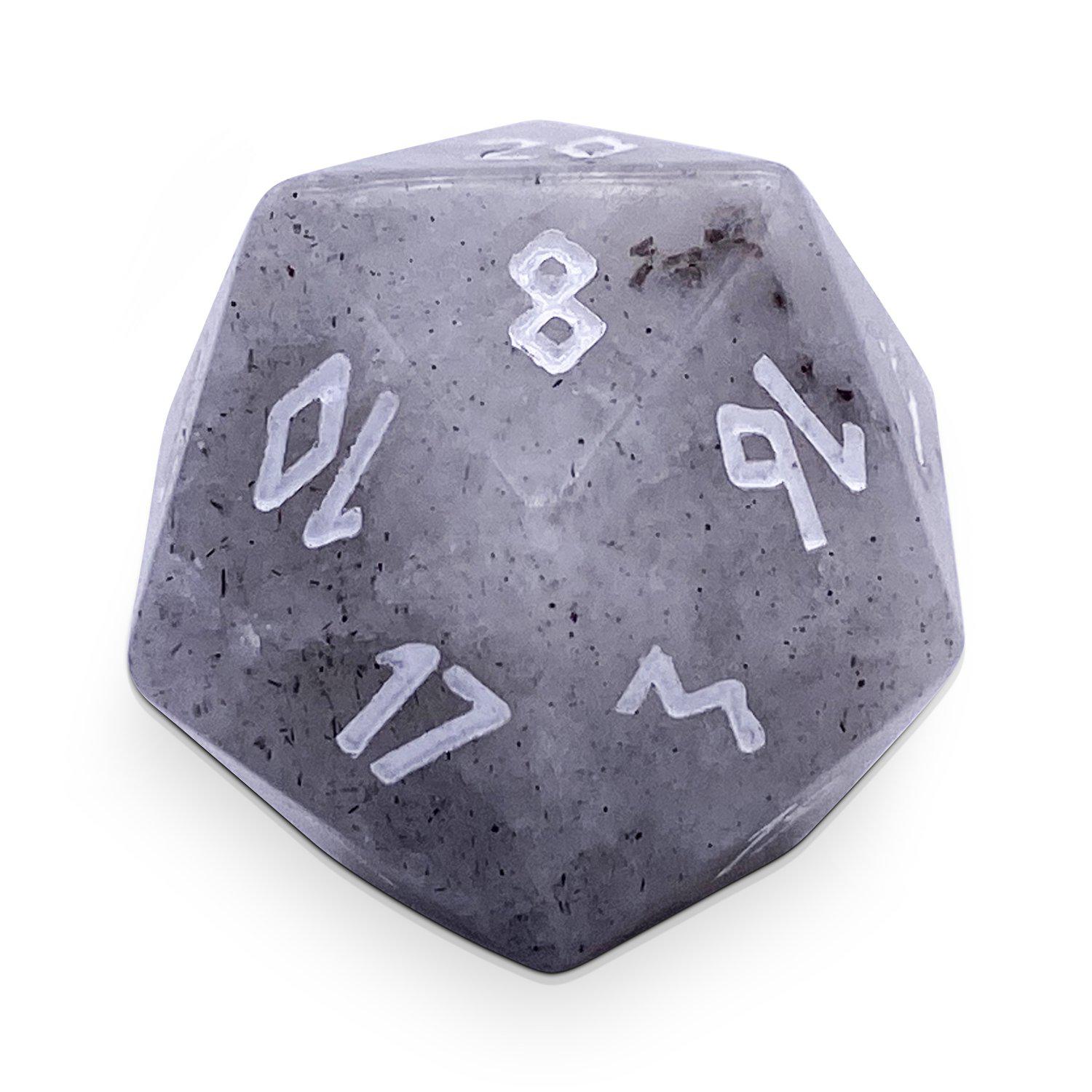 White Labradorite - Single D20 Gemstone Dice-Gemstone Dice-Norse Foundry-Norse Foundry-dungeons & dragons-d&d dice-rpg d20-gemstone d20-d&d-d20-perfect for tabletop rpgs