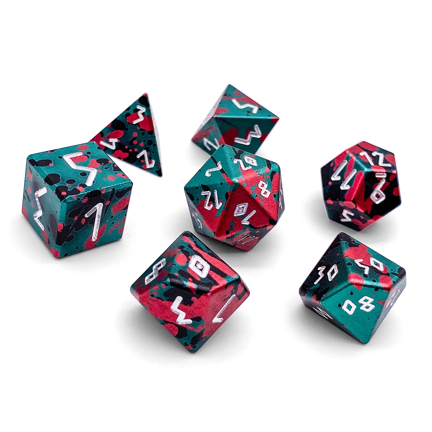 Wild Hunt - 7 Piece RPG Set 6063 Aluminum Wondrous Dice-Aluminum Dice-Norse Foundry-Norse Foundry-aluminum dice-dungeons & dragons-d&d dice set-rpg dice set-aluminum d&d dice set-d&d-lightweight-perfect for tabletop rpgs