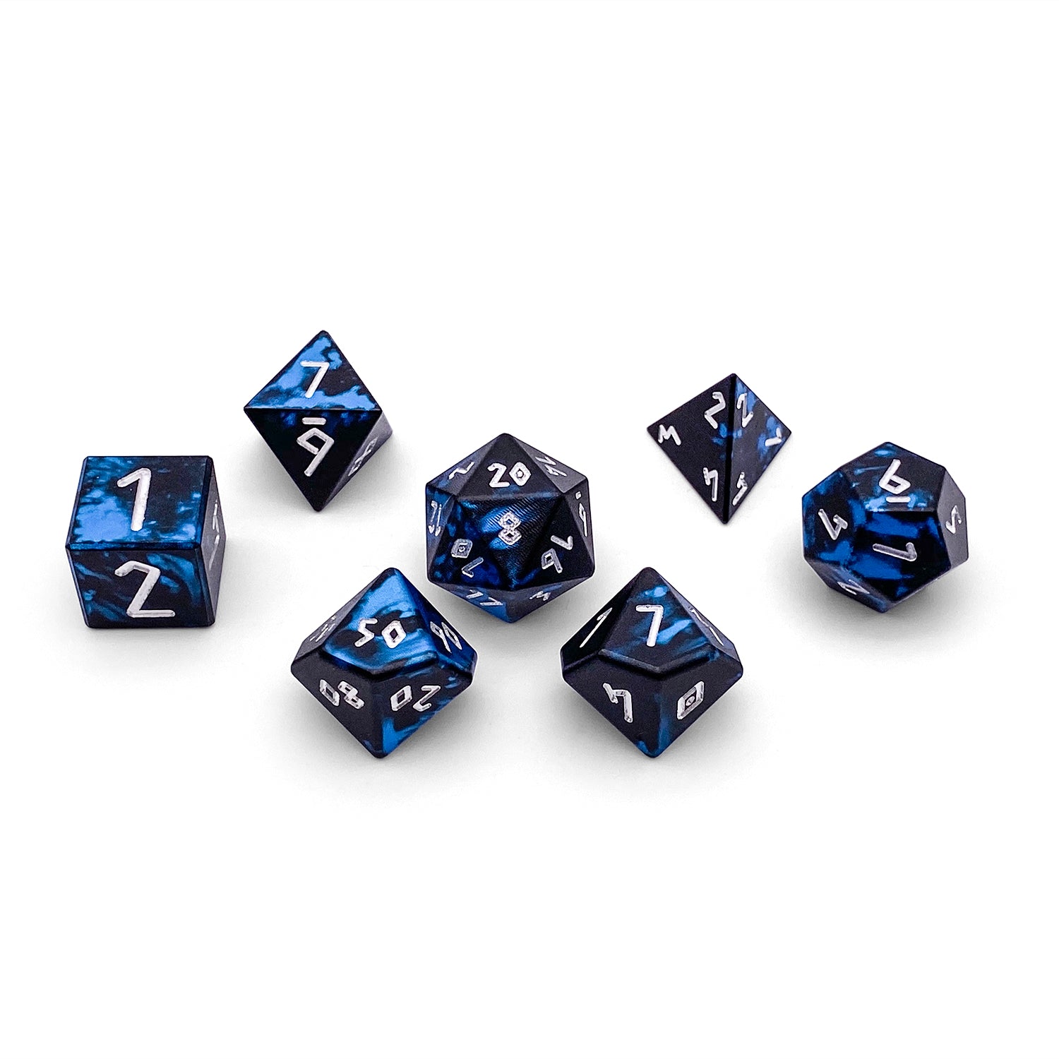 Willow O' Wisp - 7 Piece RPG Set 6063 Aluminum Wondrous Dice-Wondrous Dice | Set of 7-Norse Foundry-Norse Foundry-aluminum dice-dungeons & dragons-d&d dice set-rpg dice set-aluminum d&d dice set-d&d-lightweight-perfect for tabletop rpgs