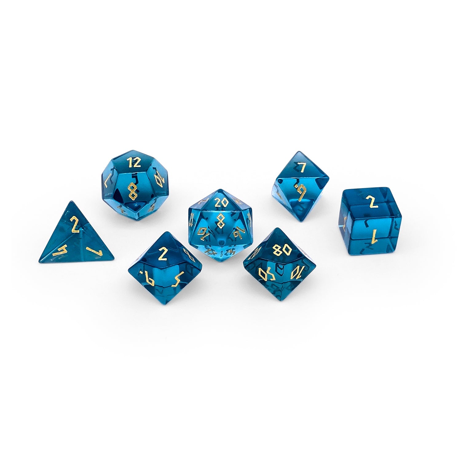 Zircon Aquamarine - 7 Piece RPG Set Zircon Glass Dice-Glass Dice-Norse Foundry-Norse Foundry-zircon glass dice-dungeons & dragons-d&d dice set-rpg dice set-glass dice set-d&d-perfect for tabletop rpgs