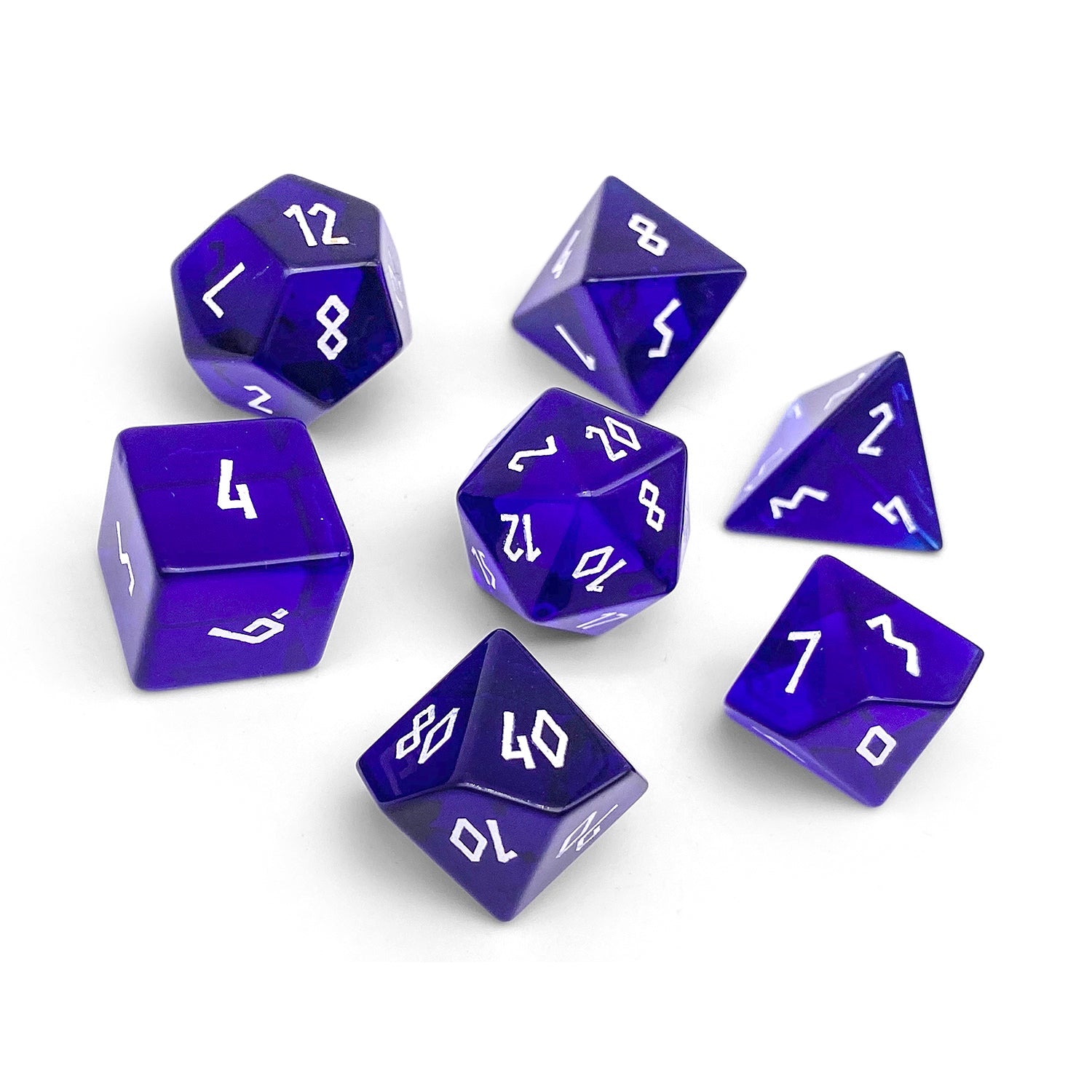 Zircon Blue Topaz - 7 Piece RPG Set Zircon Glass Dice-Glass Dice-Norse Foundry-Norse Foundry-zircon glass dice-dungeons & dragons-d&d dice set-rpg dice set-glass dice set-d&d-perfect for tabletop rpgs