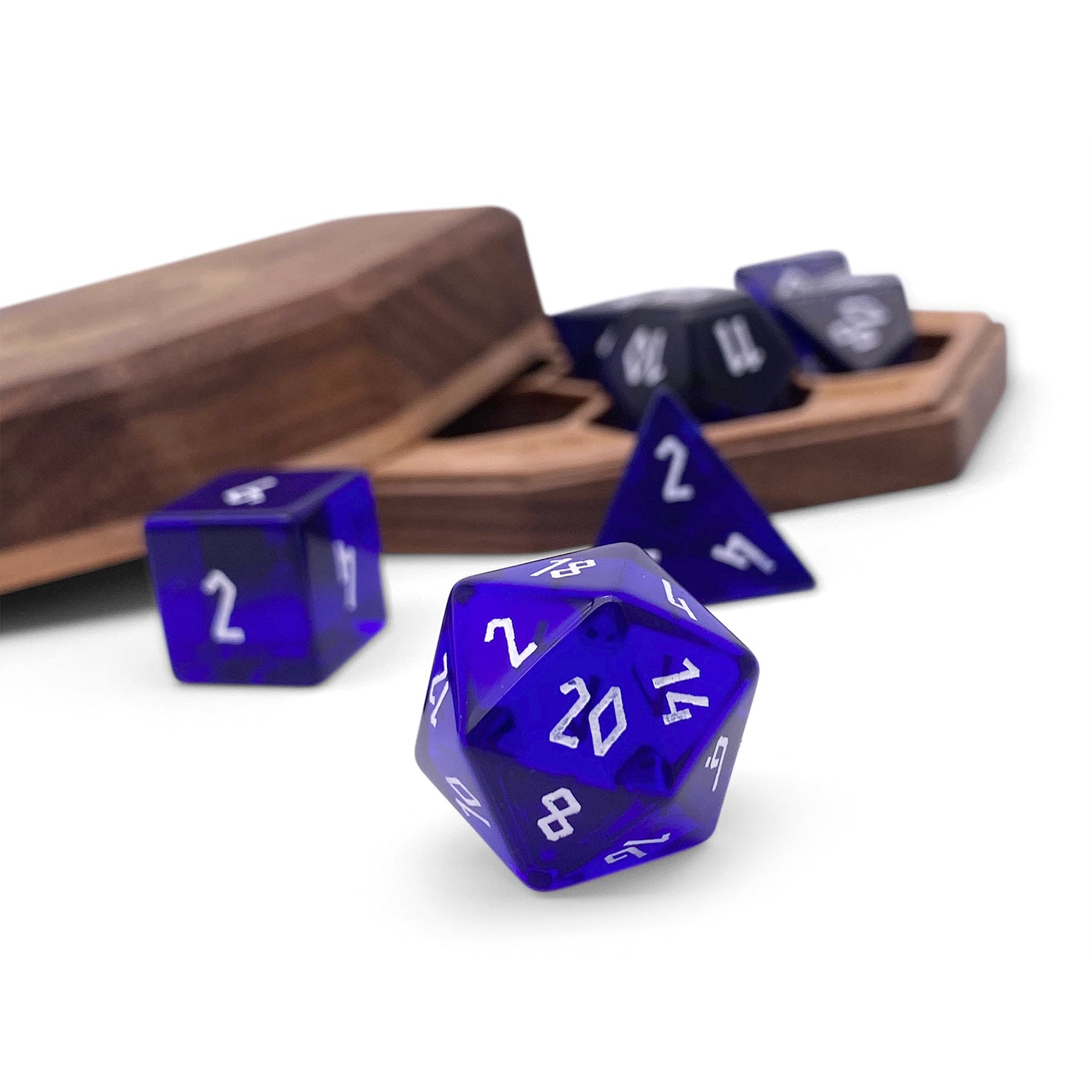 Zircon Blue Topaz - 7 Piece RPG Set Zircon Glass Dice-Glass Dice-Norse Foundry-Norse Foundry-zircon glass dice-dungeons & dragons-d&d dice set-rpg dice set-glass dice set-d&d-perfect for tabletop rpgs