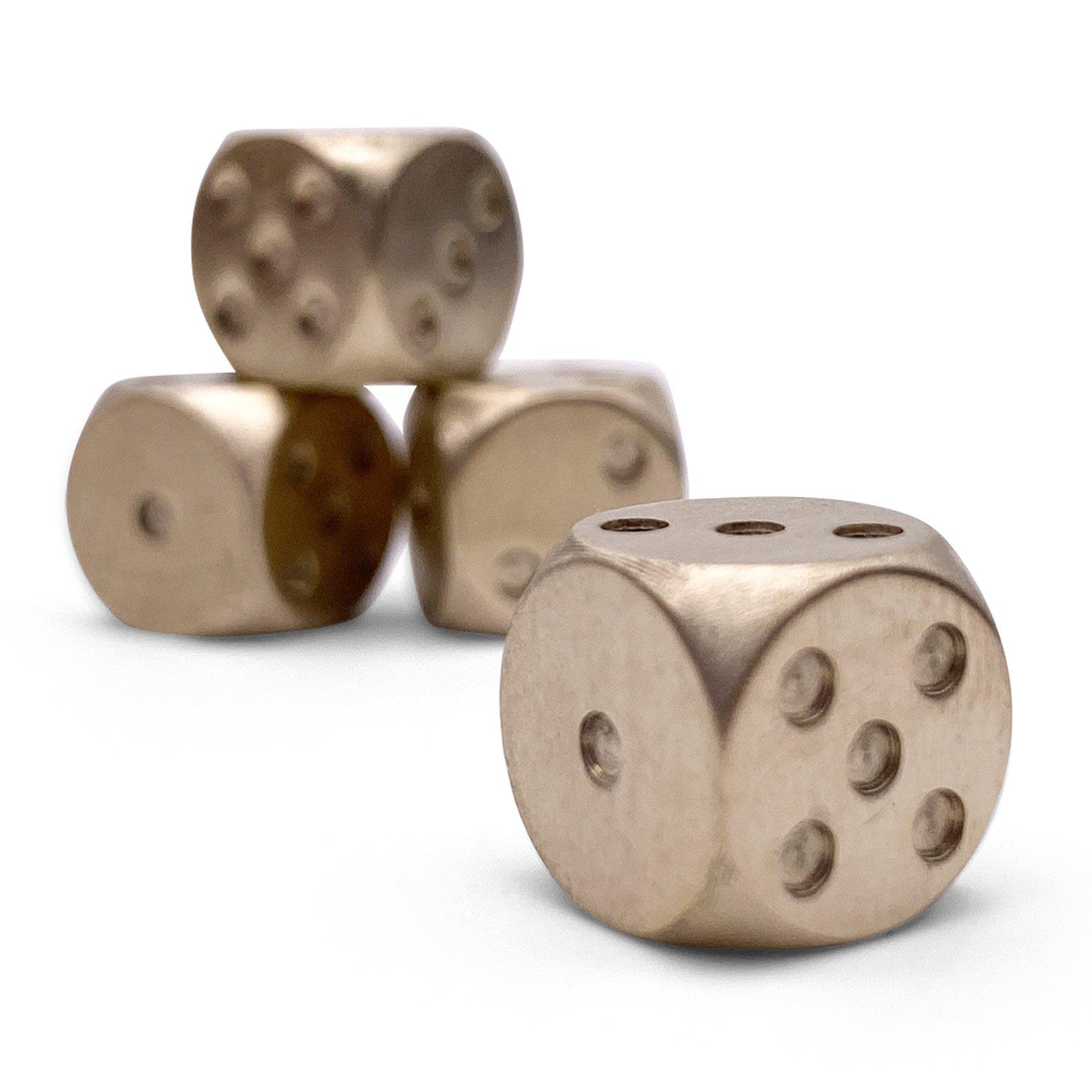 Brass - 12mm D6 Pips True Metal Dice-Metal Dice-Norse Foundry-Set of 4-Norse Foundry-dungeons & dragons-d&d dice-rpg d6-metal d6-d&d-d6-warpips-pips-luxury dice-perfect for tabletop rpgs