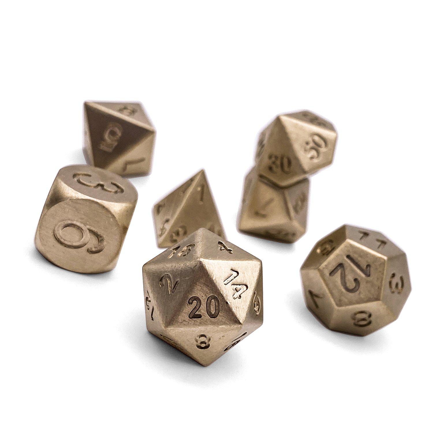 Bronze - 7 Piece RPG Set True Metal Dice-Metal Dice-Norse Foundry-Norse Foundry-dungeons & dragons-d&d dice set-rpg dice set-metal dice set-d&d-luxury dice-perfect for tabletop rpgs