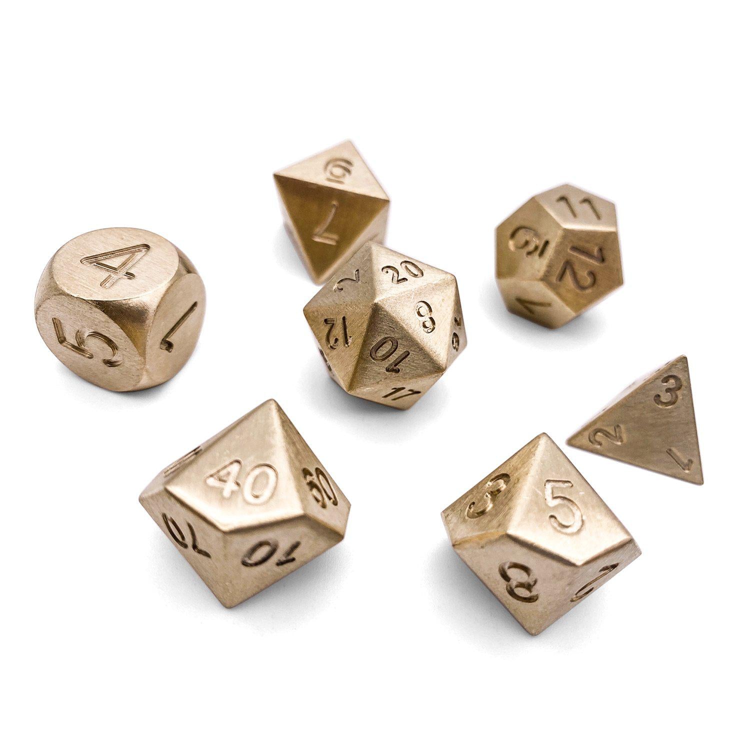 Bronze - 7 Piece RPG Set True Metal Dice-Metal Dice-Norse Foundry-Norse Foundry-dungeons & dragons-d&d dice set-rpg dice set-metal dice set-d&d-luxury dice-perfect for tabletop rpgs